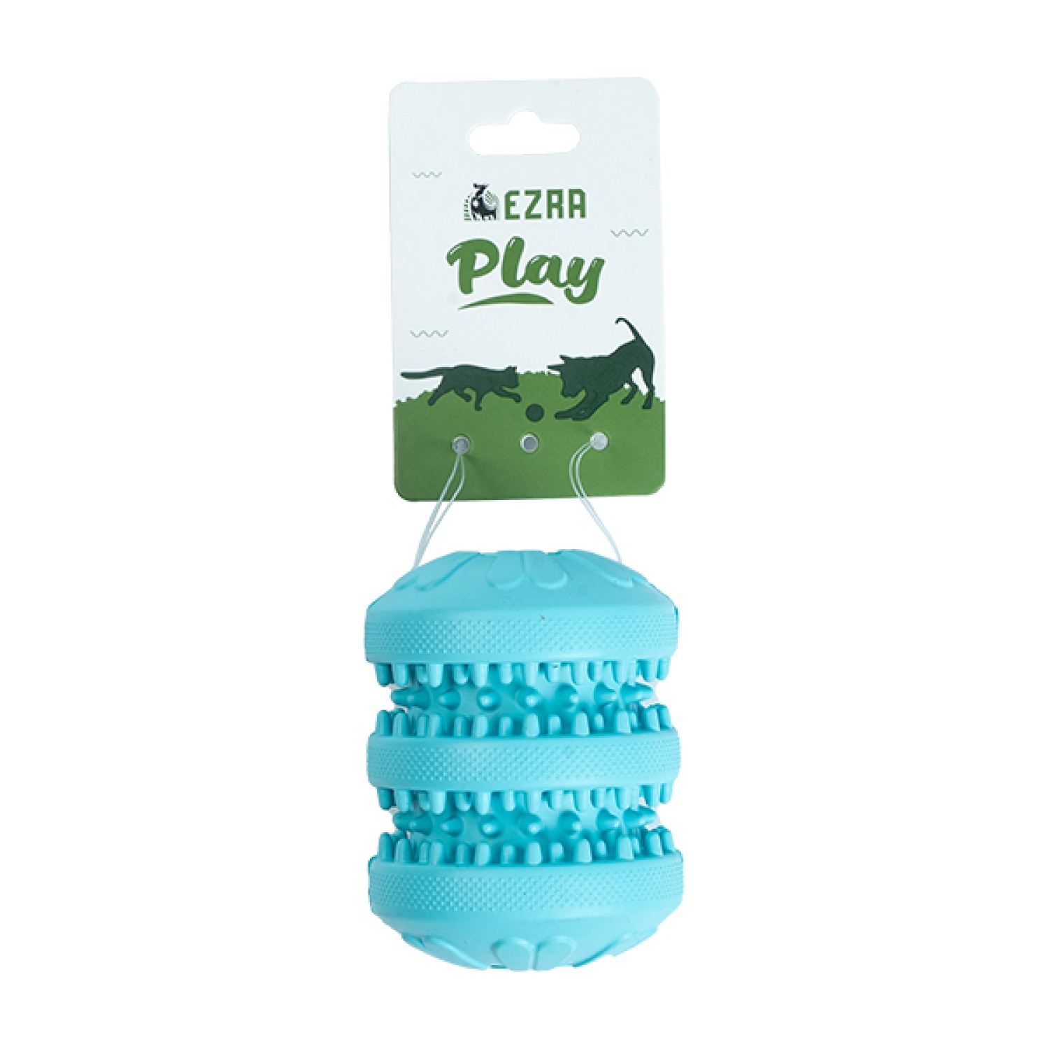 Ezra Play Treat Cylinder - Blue Rubber Toy