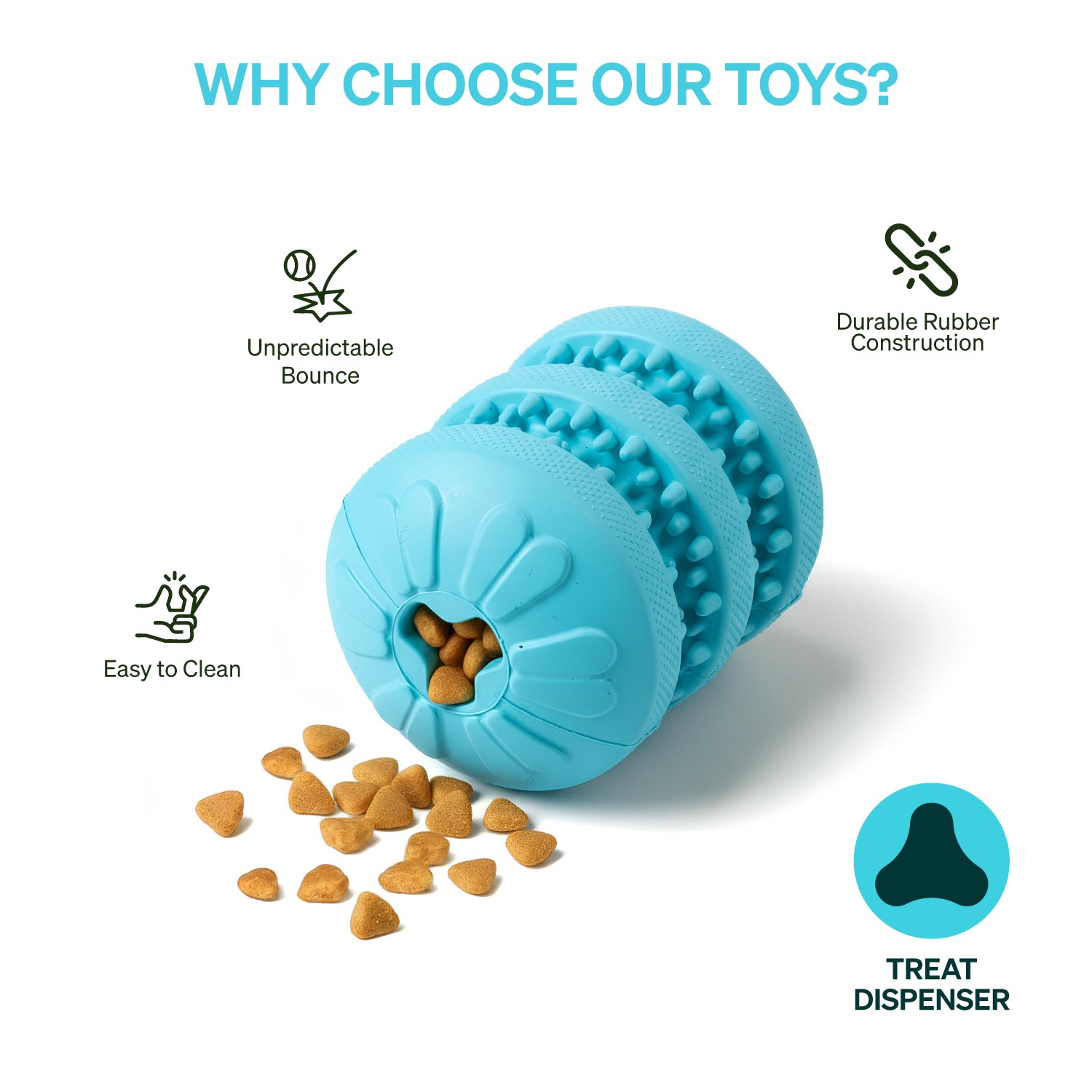 Ezra Play Treat Cylinder - Blue Rubber Toy