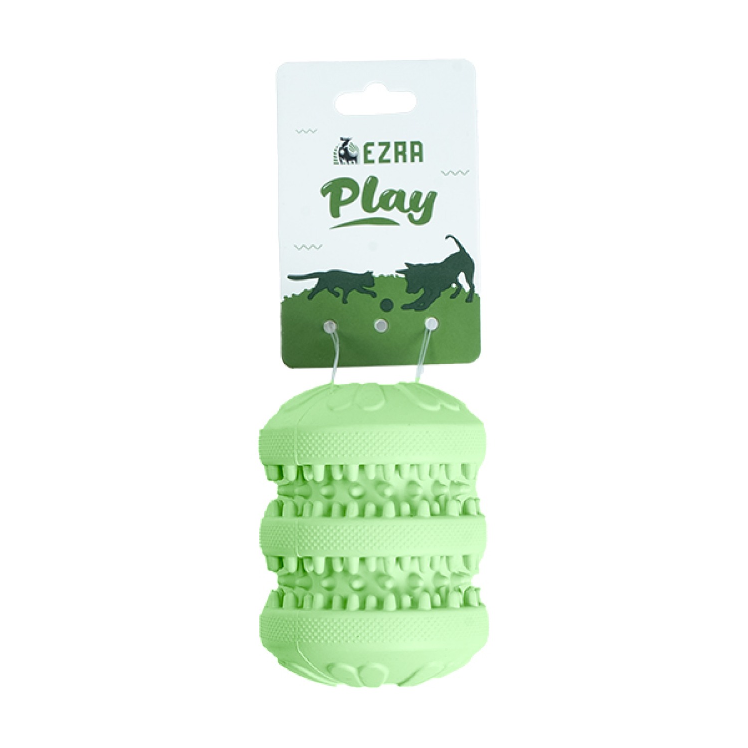Ezra Play Treat Cylinder - Green Rubber Toy