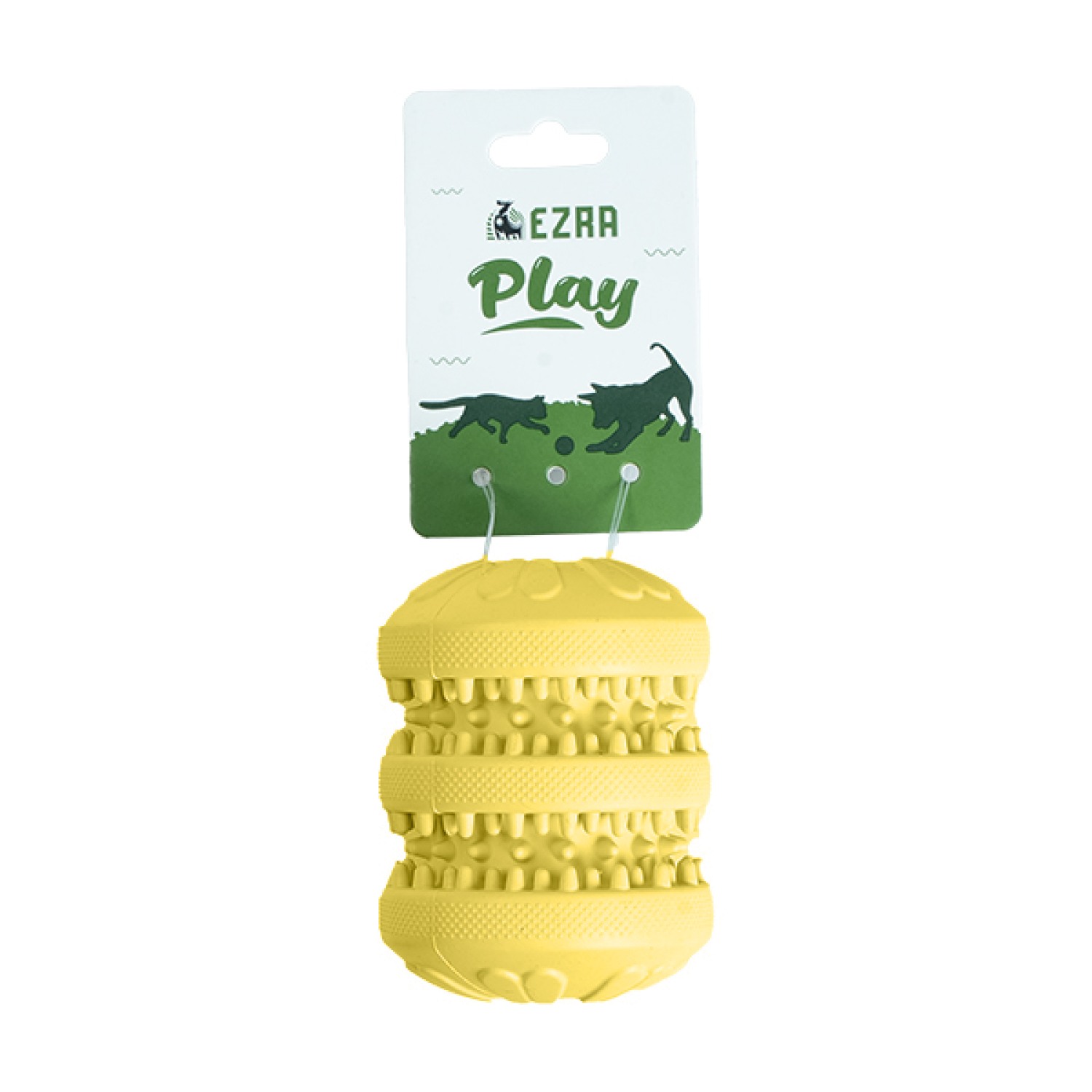 Ezra Play Treat Cylinder - Yellow Rubber Toy