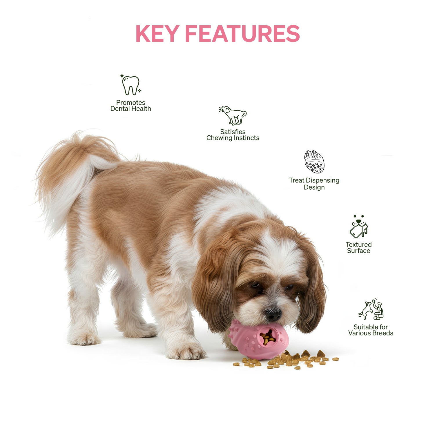 Ezra Play Treat Ball - Pink Rubber Toy