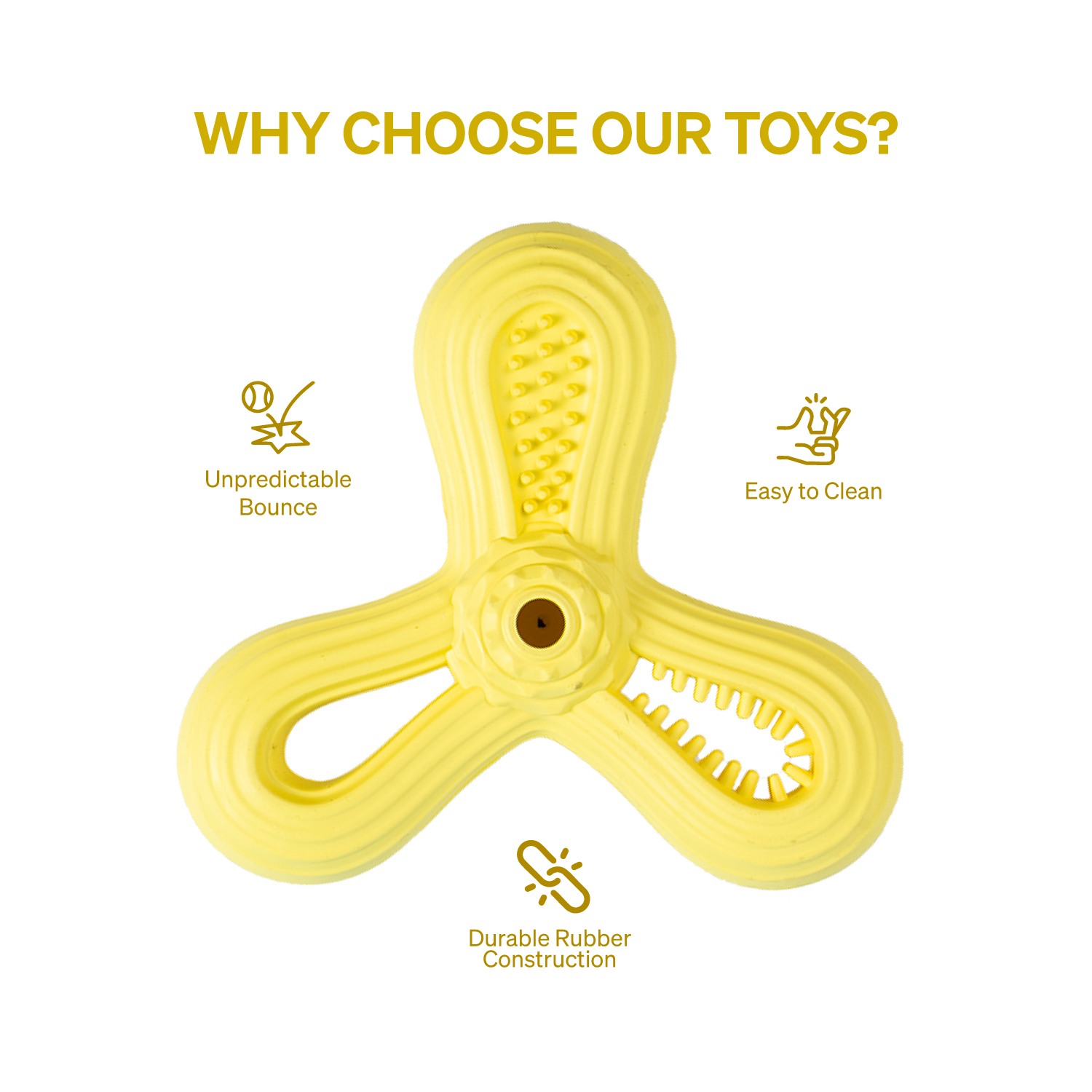 Ezra Play Triangle Dart - Yellow Rubber Toy