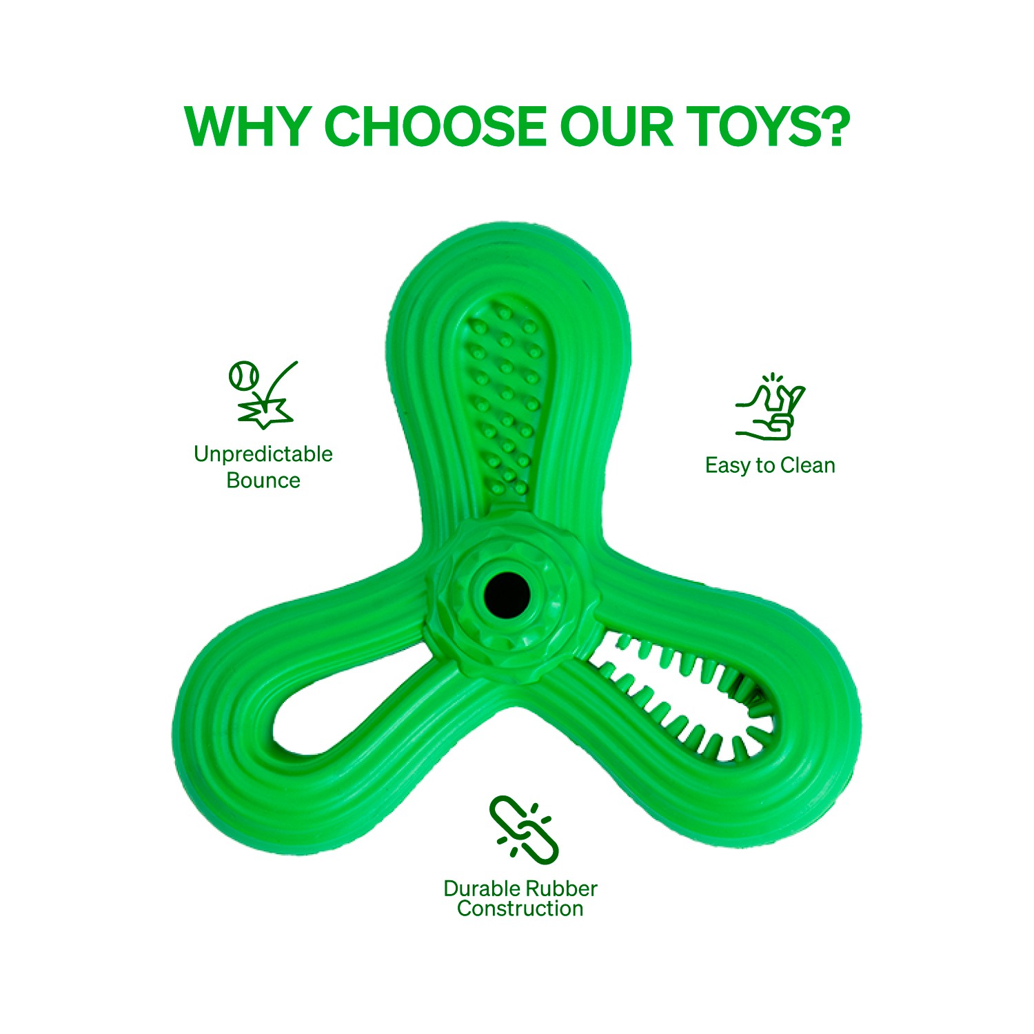 Ezra Play Triangle Dart - Dark Green Rubber Toy