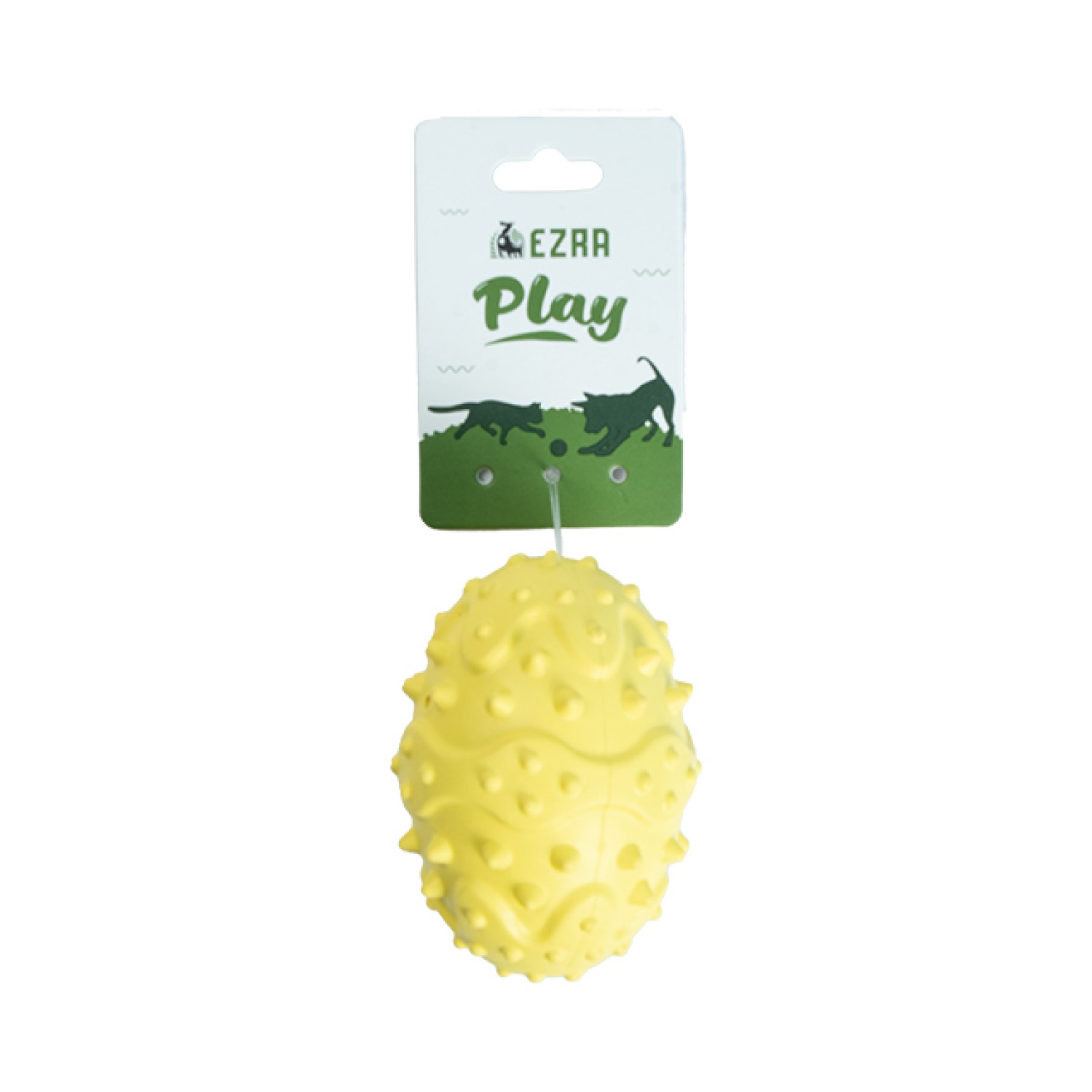 Ezra Play Spiky Rugby - Yellow Rubber Toy