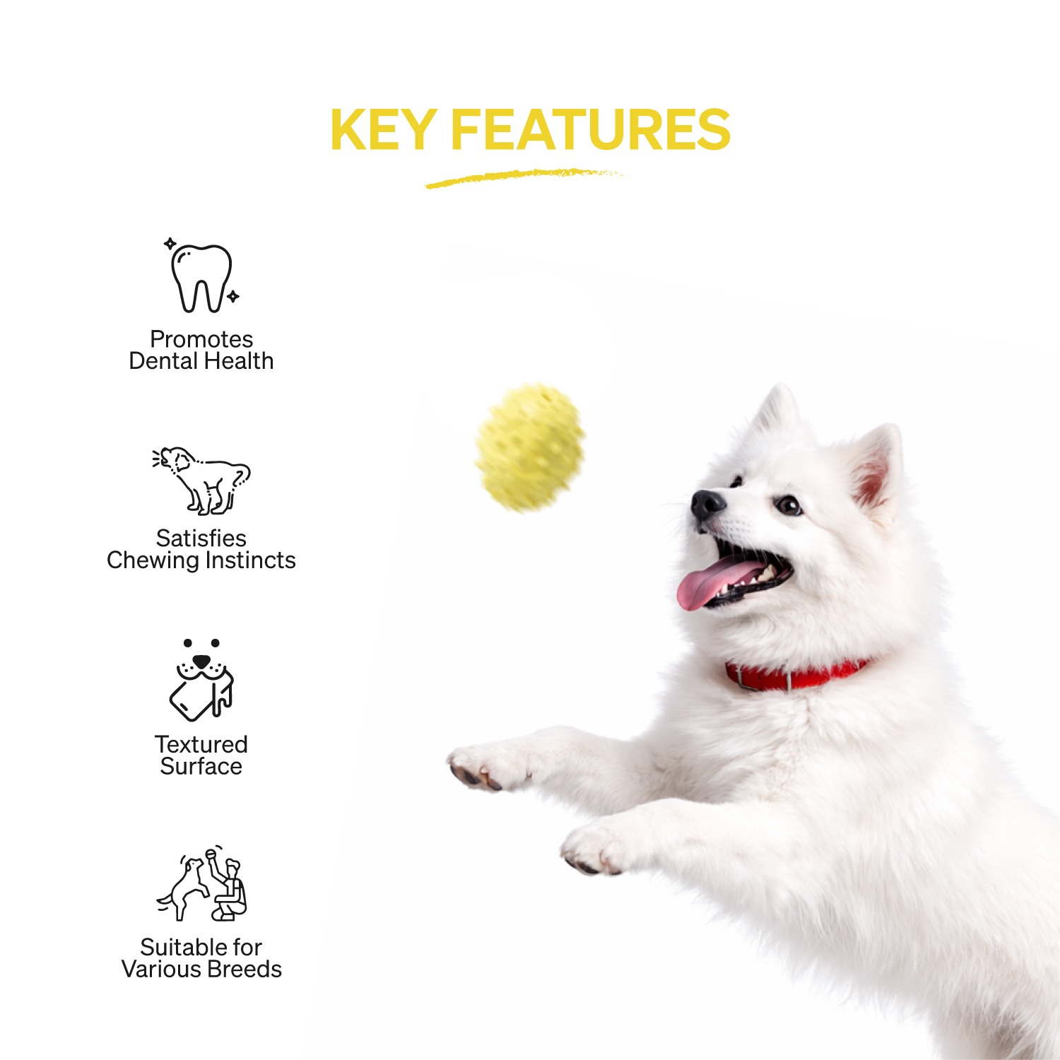 Ezra Play Spiky Rugby - Yellow Rubber Toy