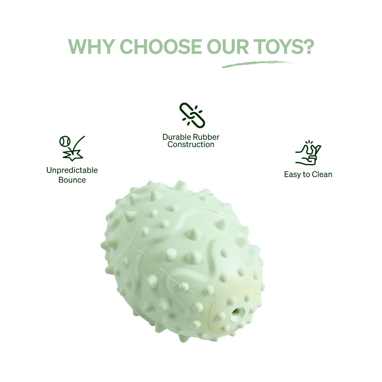 Ezra Play Spiky Rugby - Green Rubber Toy