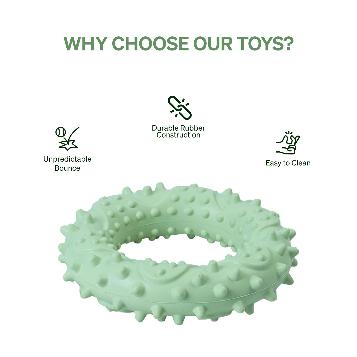 Ezra Play Spiky Small Ring - Green Rubber Toy
