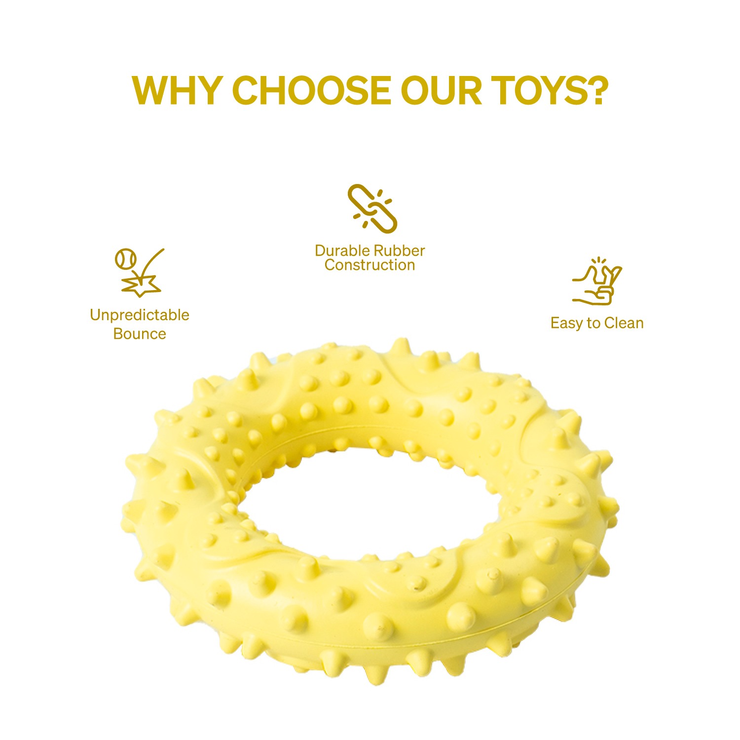 Ezra Play Spiky Small Ring - Yellow Rubber Toy