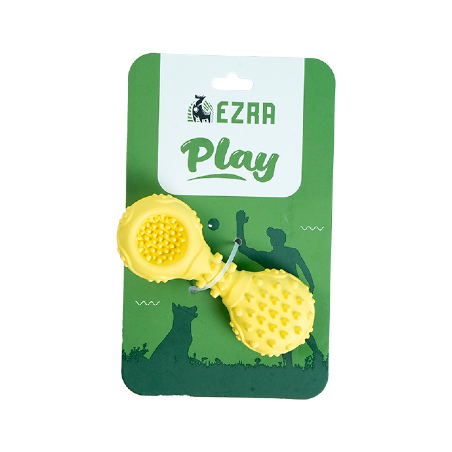 Ezra Play Spiky Dumbbell - Yellow Rubber Toy