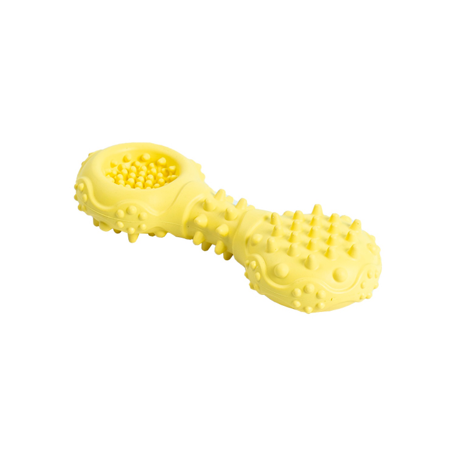 Ezra Play Spiky Dumbbell - Yellow Rubber Toy
