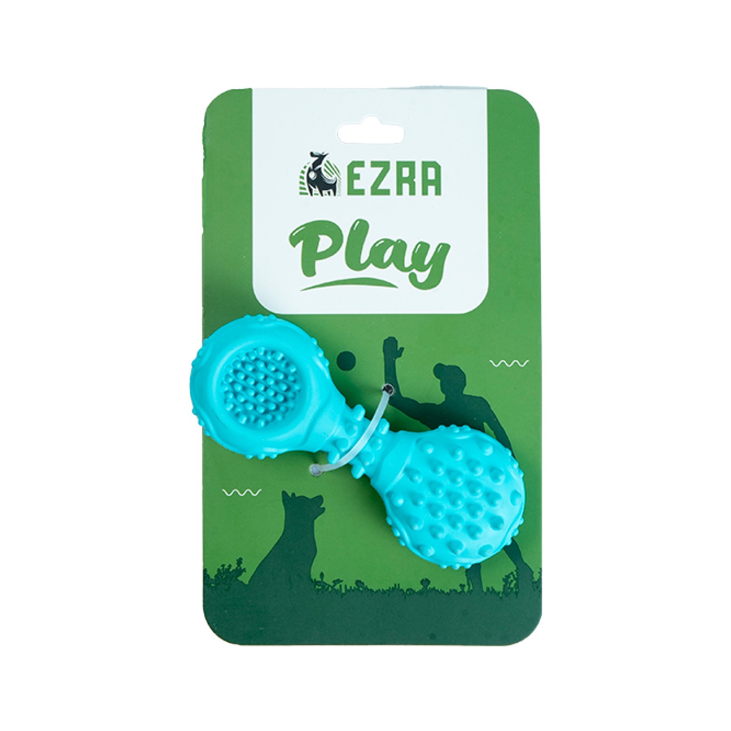 Ezra Play Spiky Dumbbell - Blue Rubber Toy