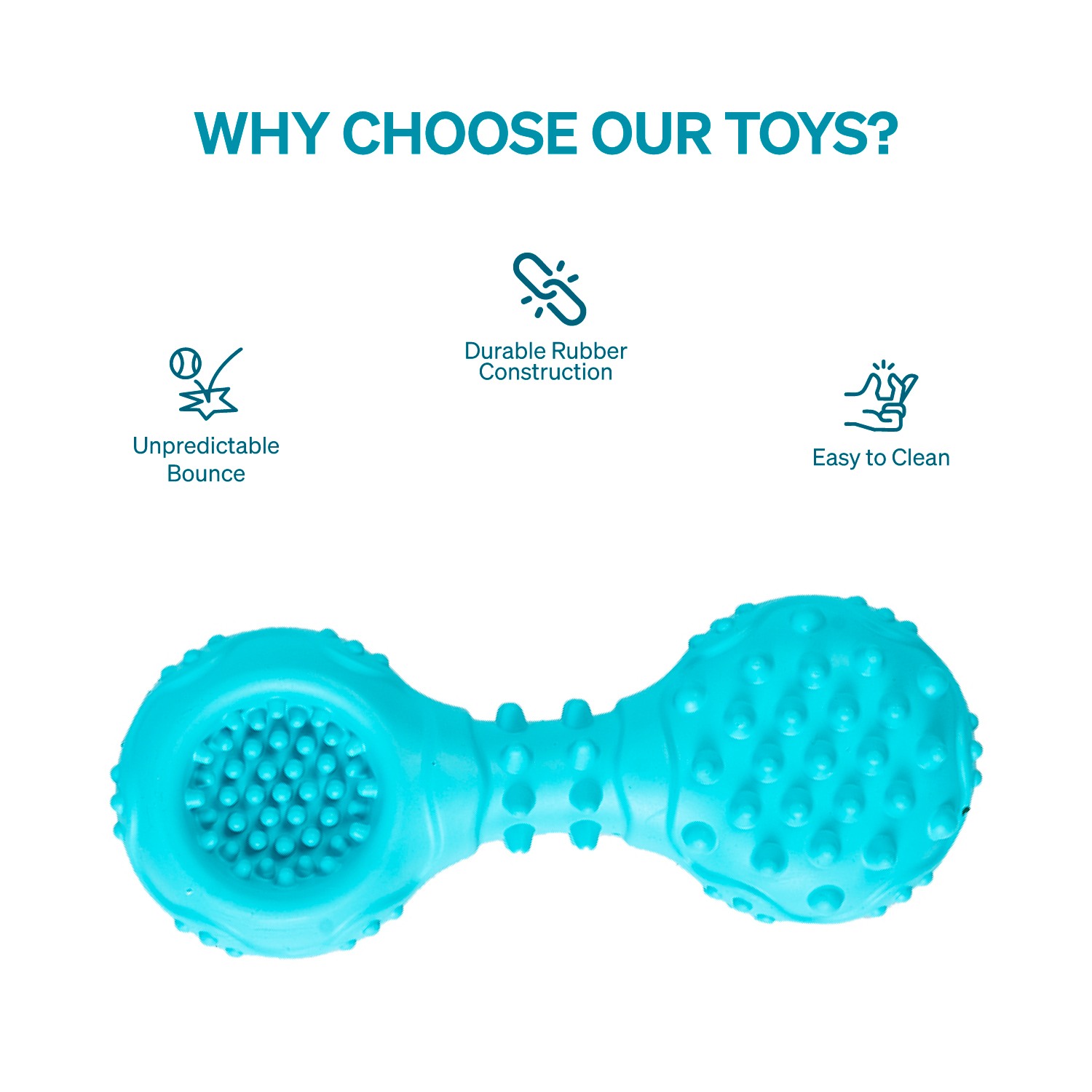 Ezra Play Spiky Dumbbell - Blue Rubber Toy