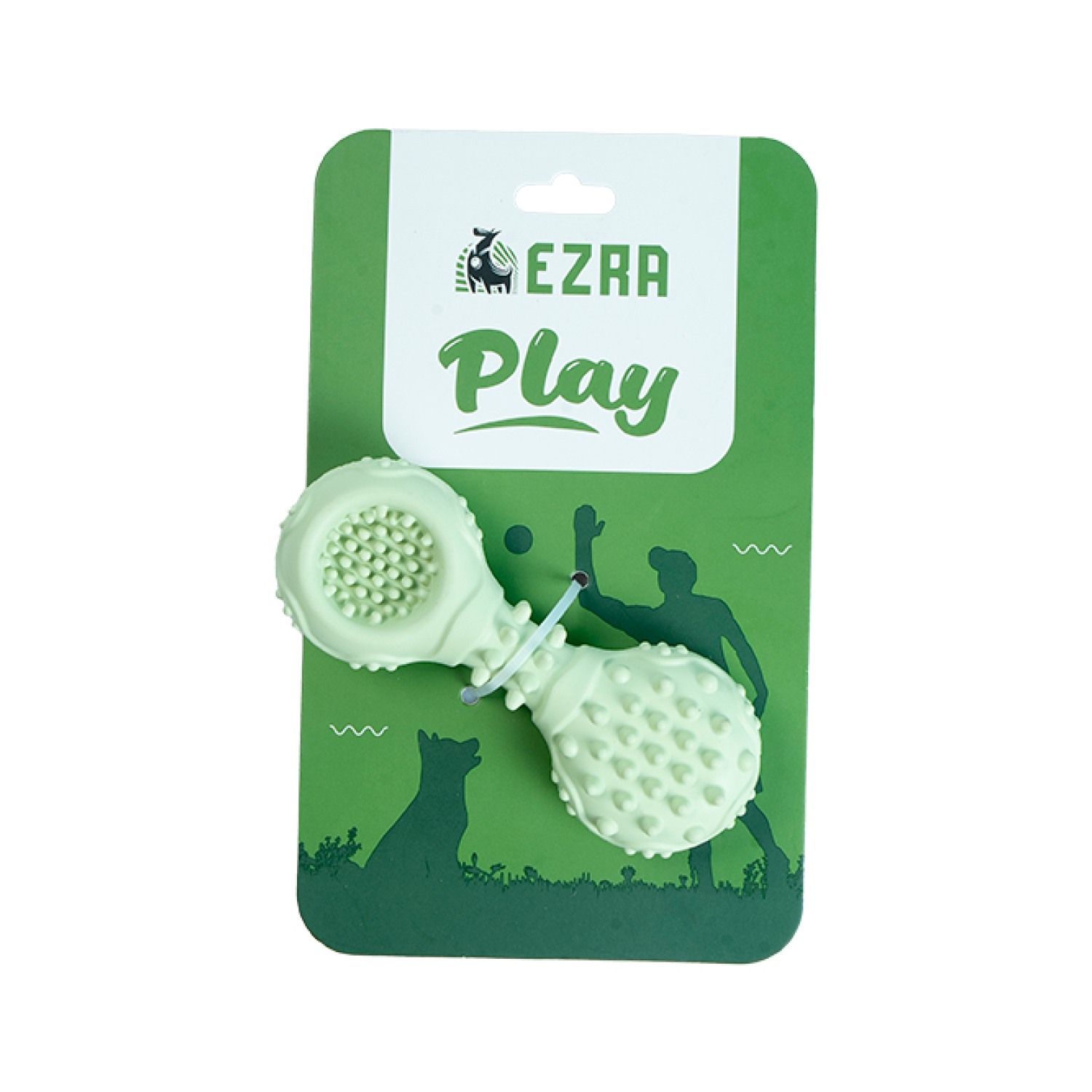 Ezra Play Spiky Dumbbell - Green Rubber Toy