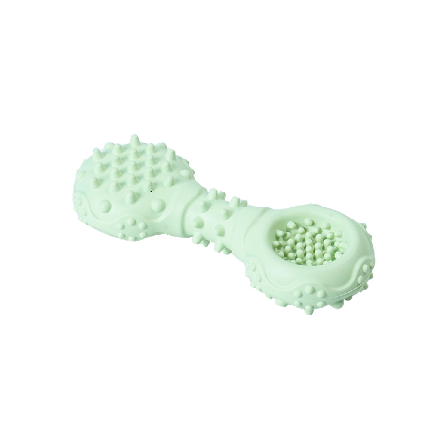 Ezra Play Spiky Dumbbell - Green Rubber Toy