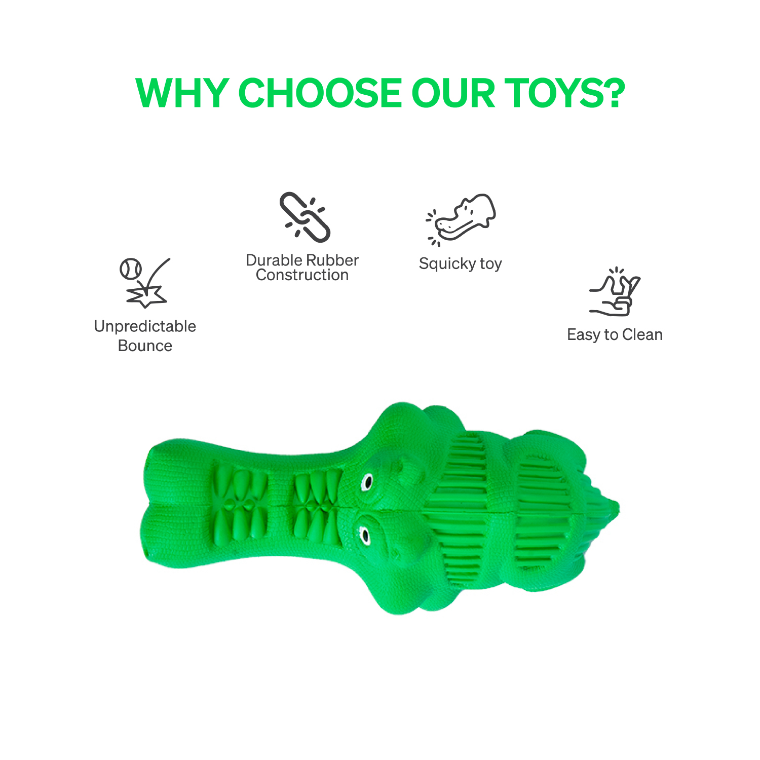 Ezra Play Crocodile - Green Rubber Toy