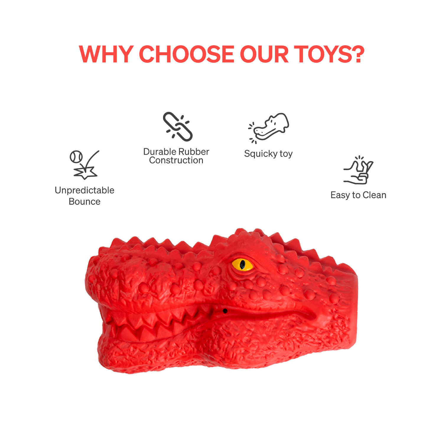 Ezra Play Crocodile - Red Rubber Toy