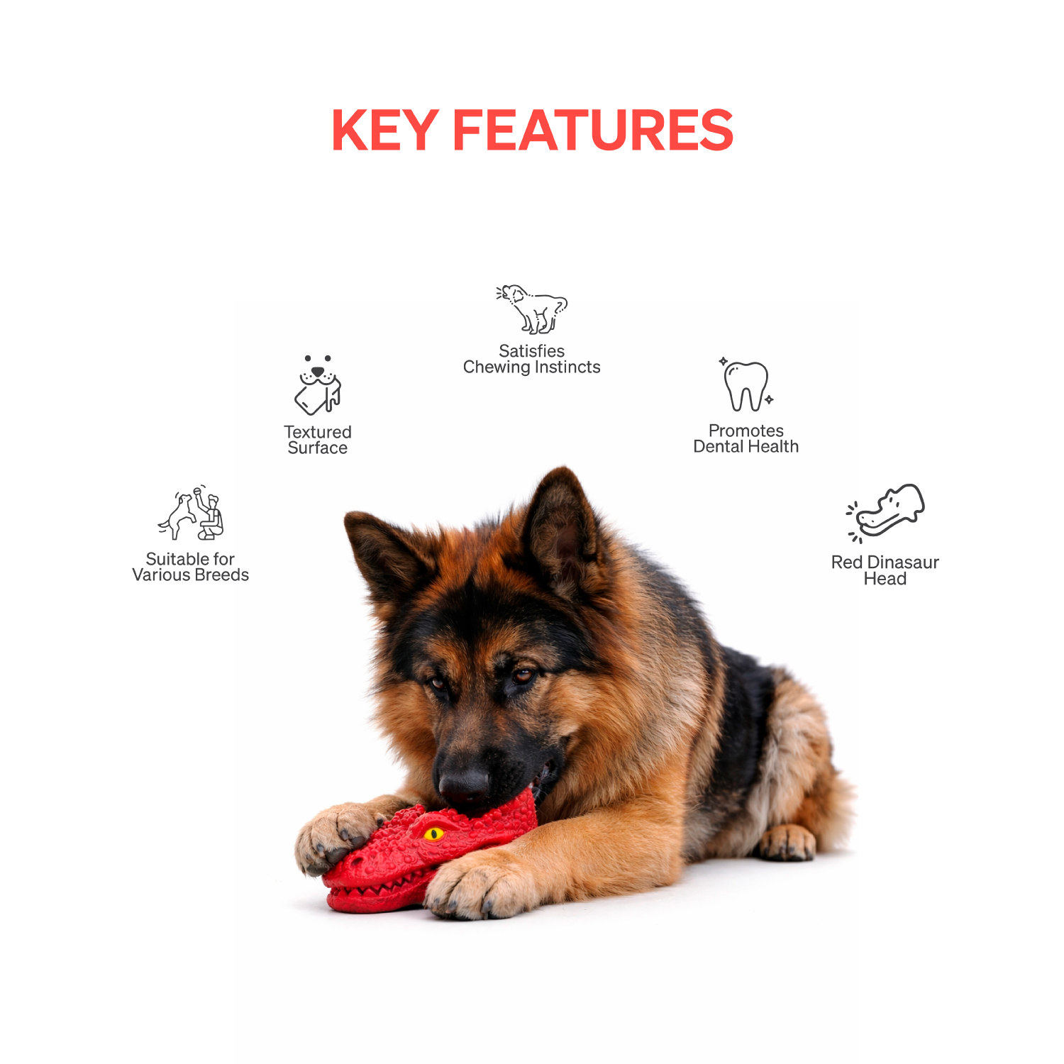 Ezra Play Crocodile - Red Rubber Toy
