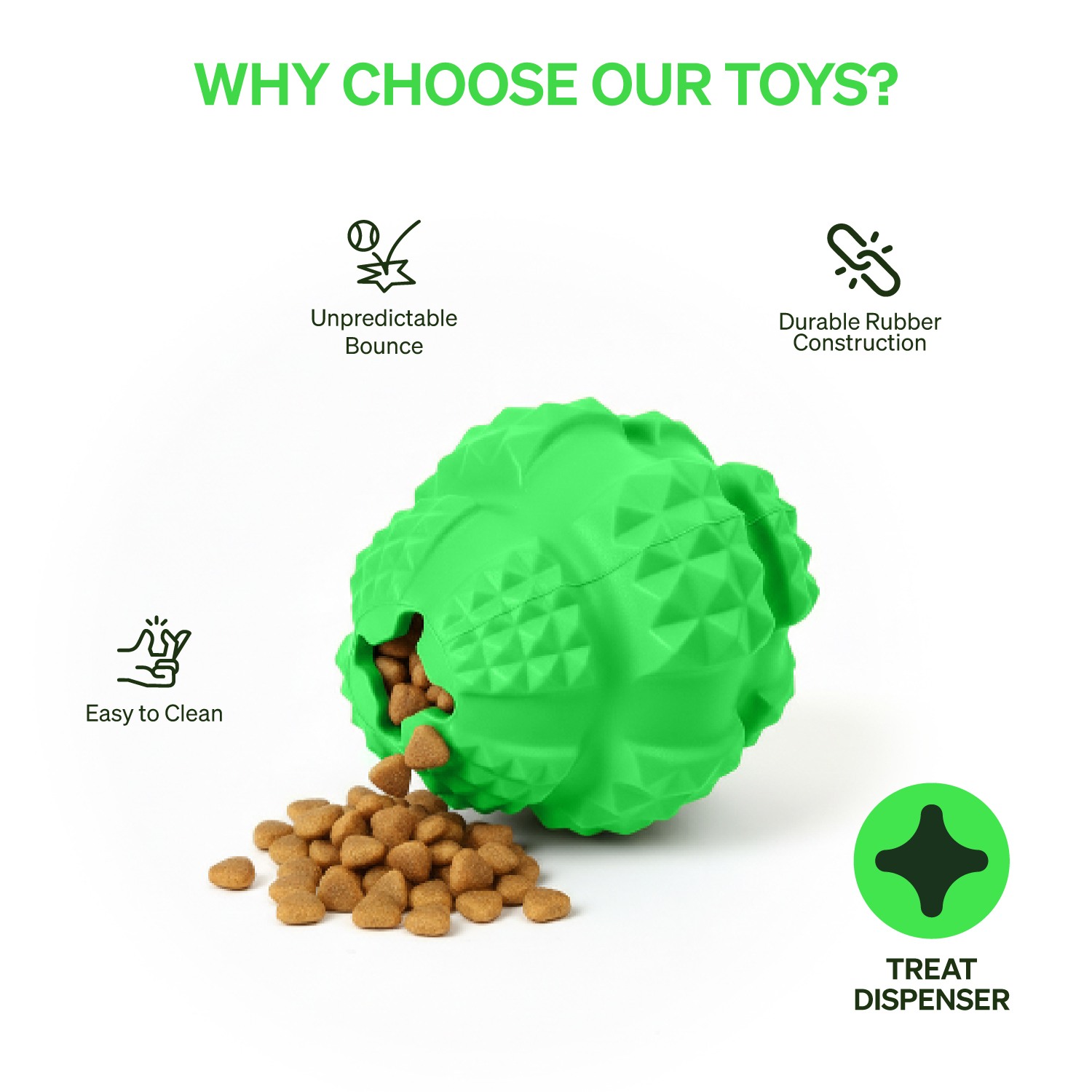 Ezra Play Treat Balloon - Green Rubber Toy