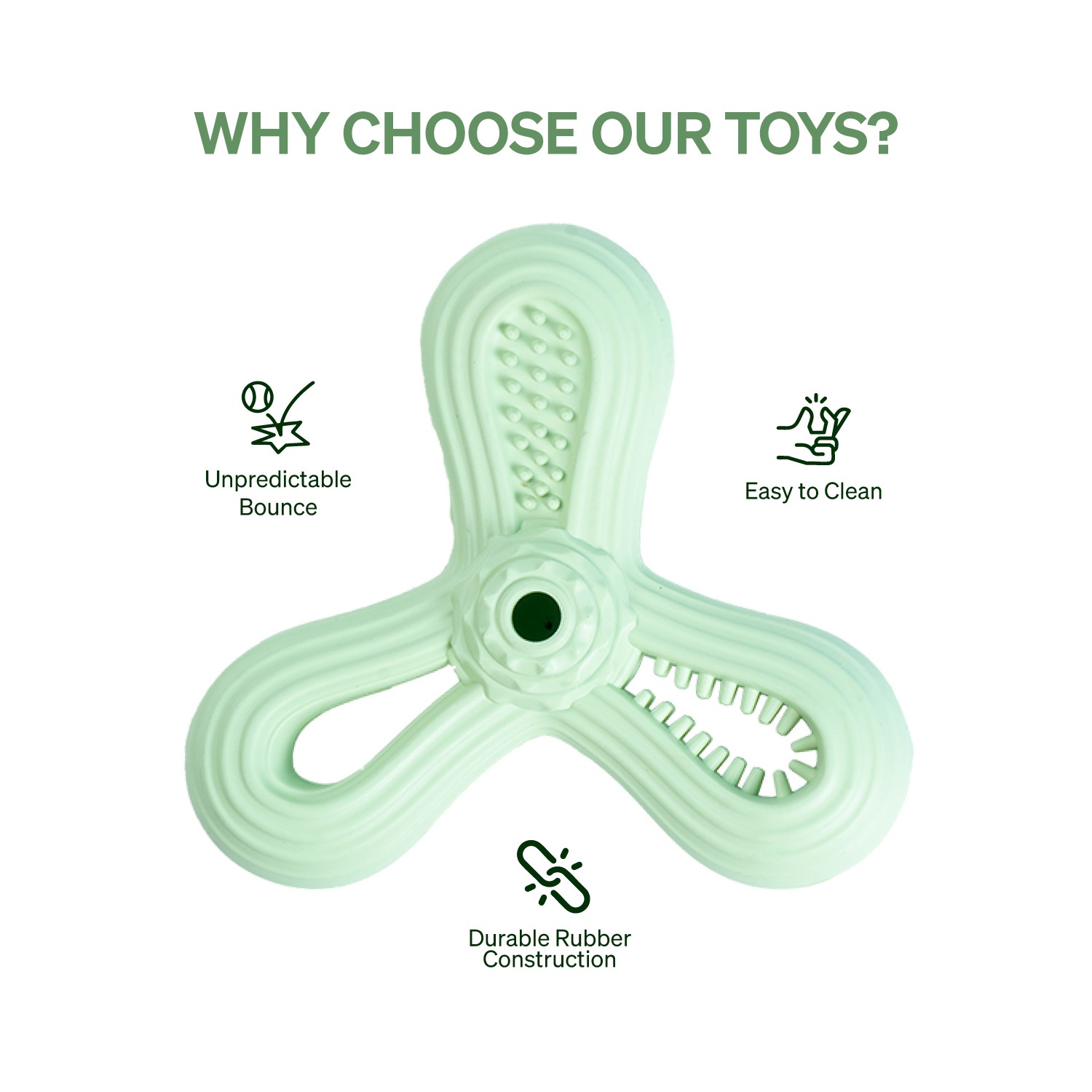 Ezra Play Triangle Dart - Light Green Rubber Toy