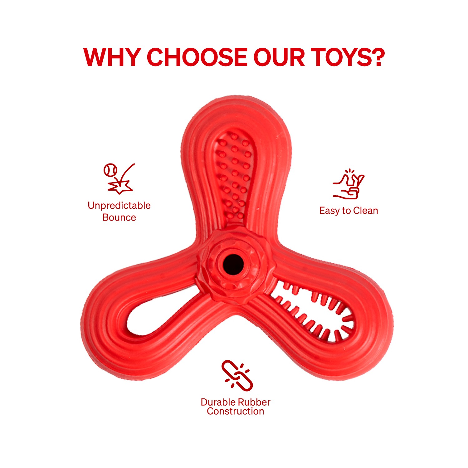 Ezra Play Triangle Dart - Red Rubber Toy