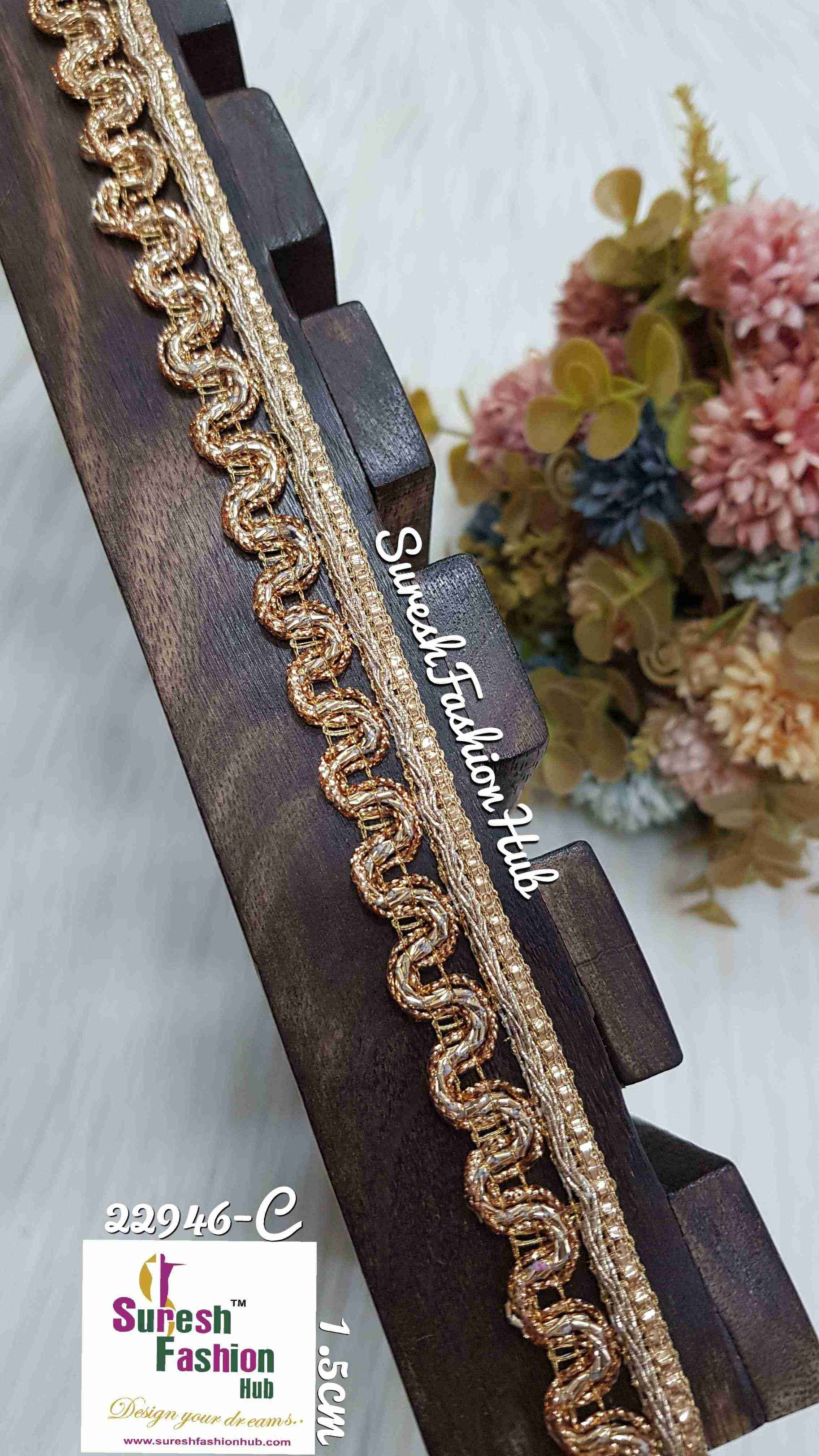 Golden Zari Elegance U-Shaped Trim