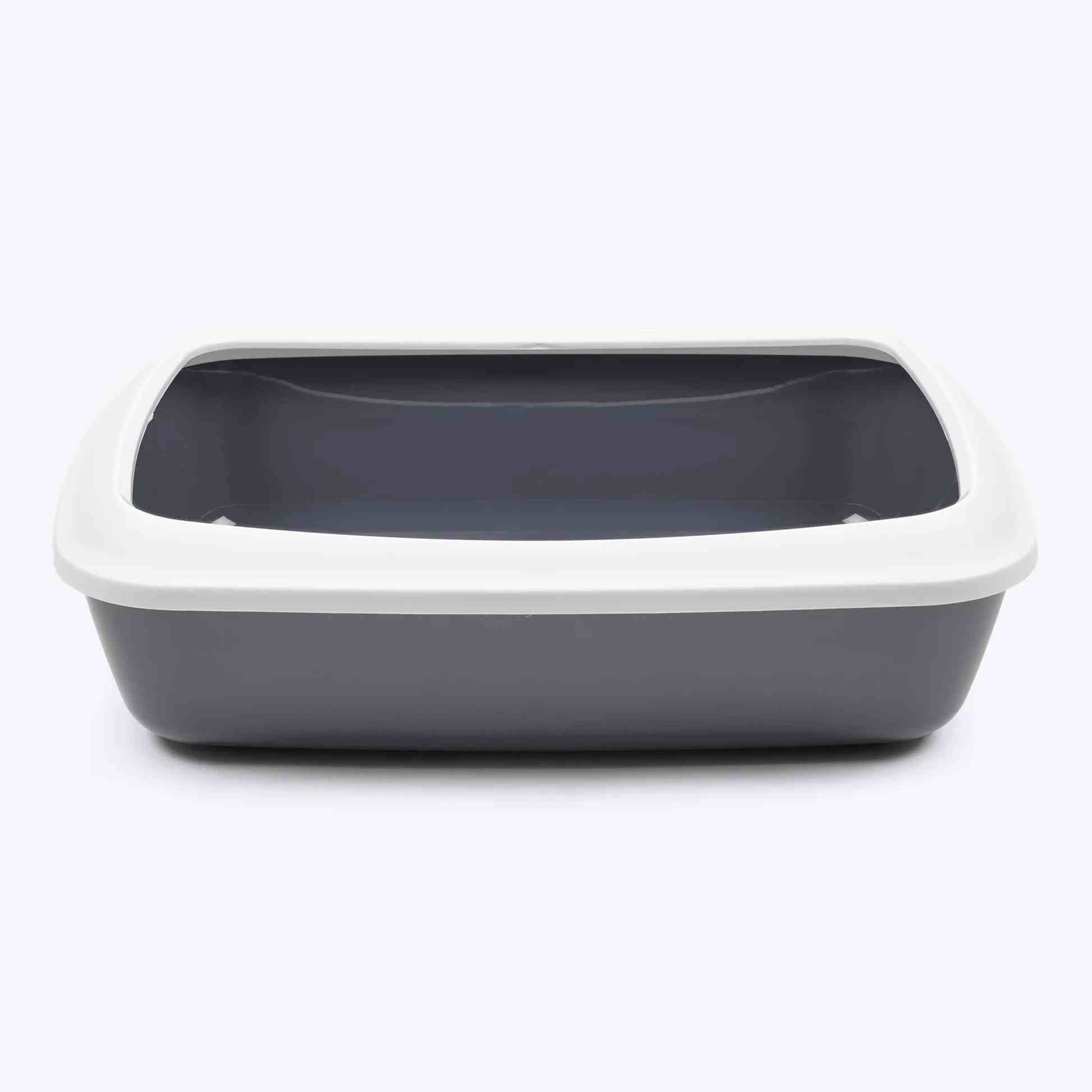 Savic Iriz Litter Tray with Rim for Cats (Cold Grey, 17 x 12 x 5 inch)