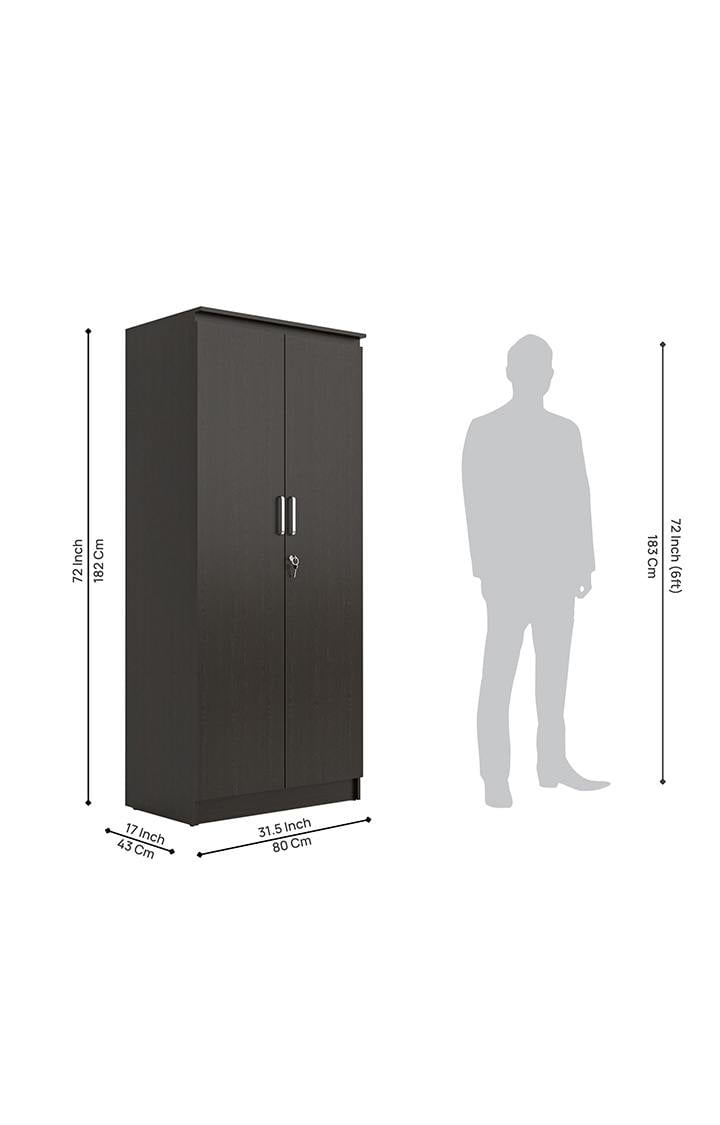 neudot Engineering Wooden Wardrobe Almirah for Cloth with 2 Doors | Almirah for Clothes Wooden | Wardrobe Organizer | Multipurpose Almirah for Storage Bedroom | Mono Wenge 1 Year Warranty