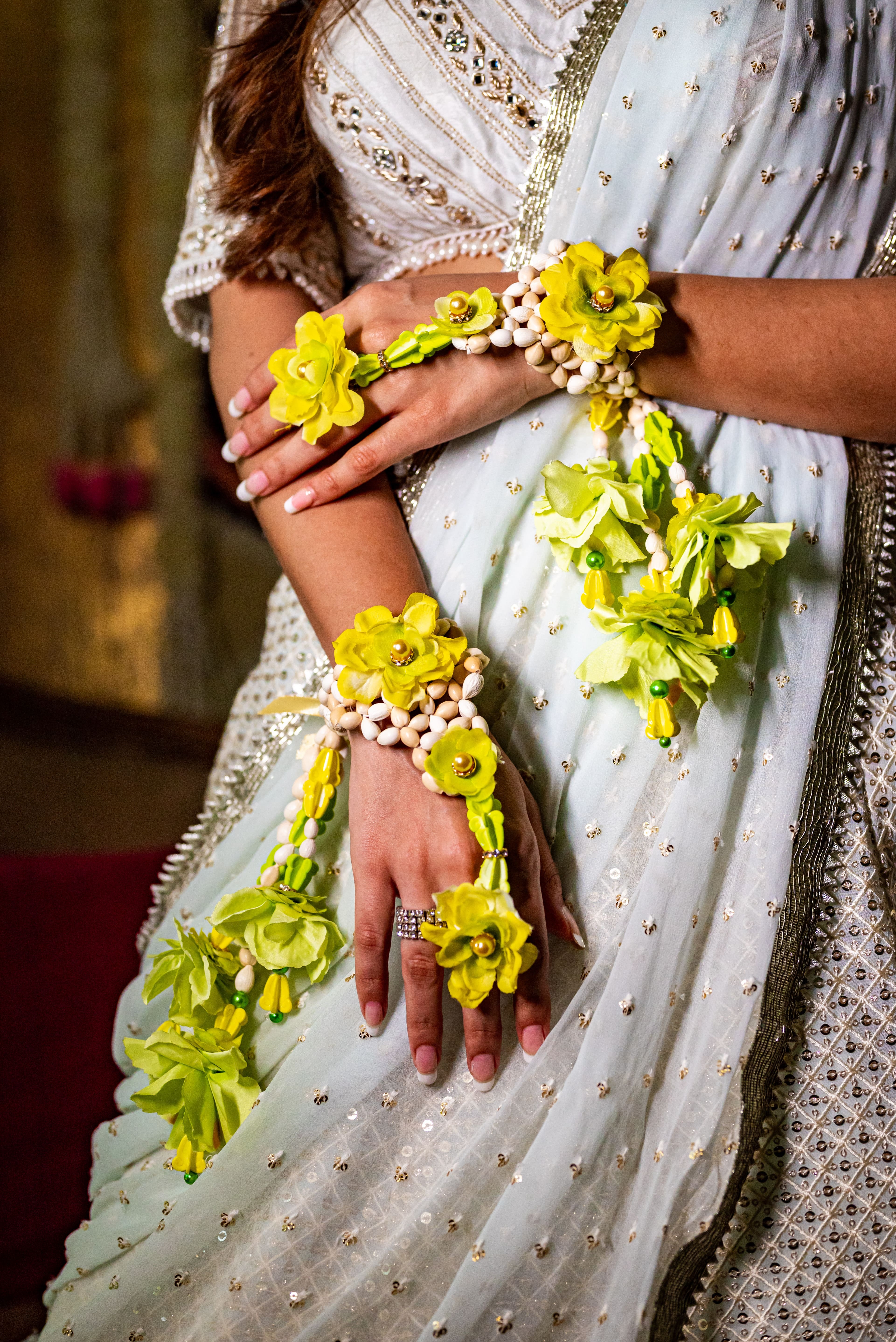 Floral art | Green Kaleera with Pearl Work Dry Flower undefined