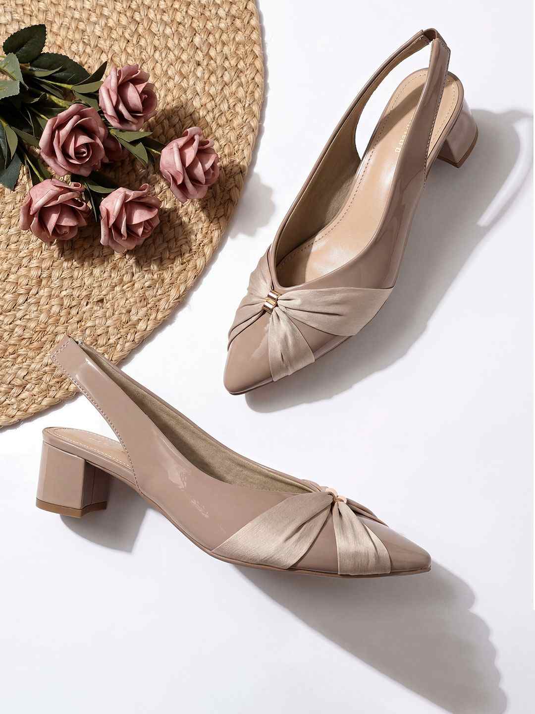 Empower By Rocia Beige Women Stylish Block Heel Sling Backs