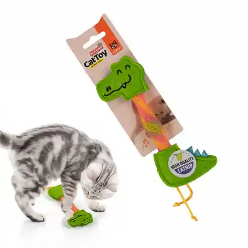 Barkbutler Fofos Crocodile Flick Tube Catnip Toy for Cats