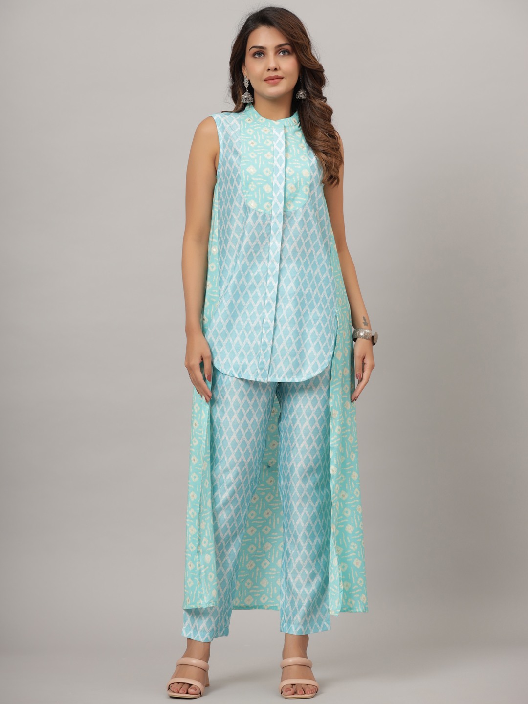 BEAUTIFUL SKY BLUE PRINTED MUSLIN CO-ORD SET