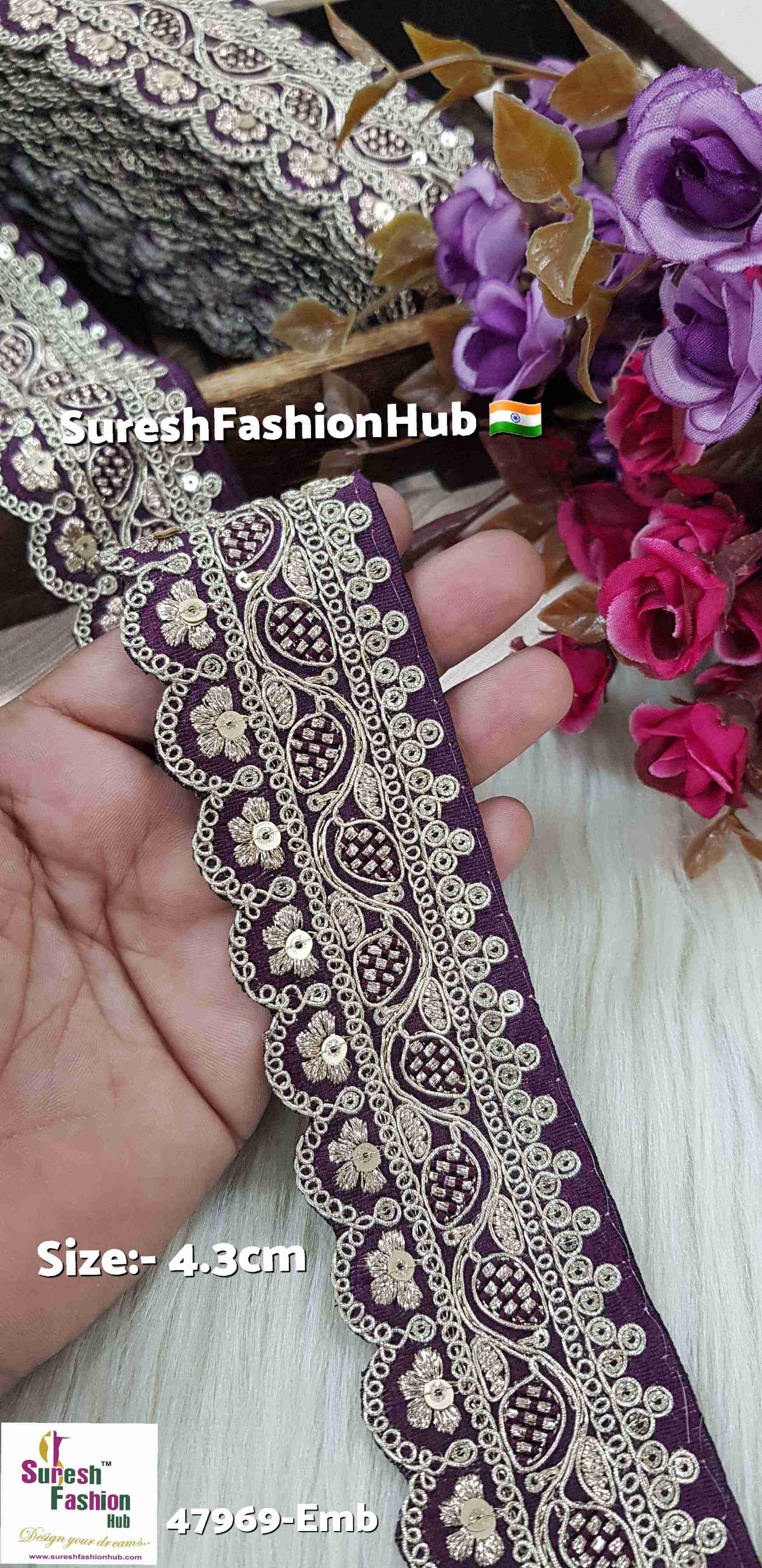 Majenta Pearl Blossom Scallop Embroidery Lace