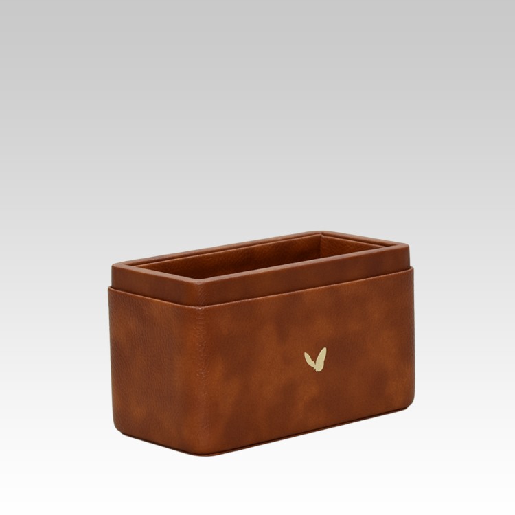 Pen/Pencil Holder | Faux Leather | Rectangular Medium | Classic | Tan
