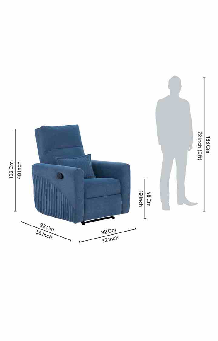 neudot Eazy Boy Single Seater Fabric Recliner - Dusky Blue