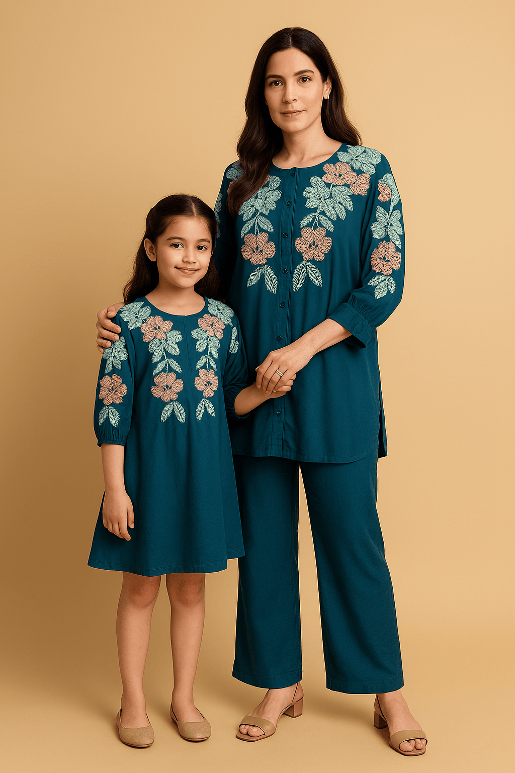 Women's Blue   Embroidered co-ord set