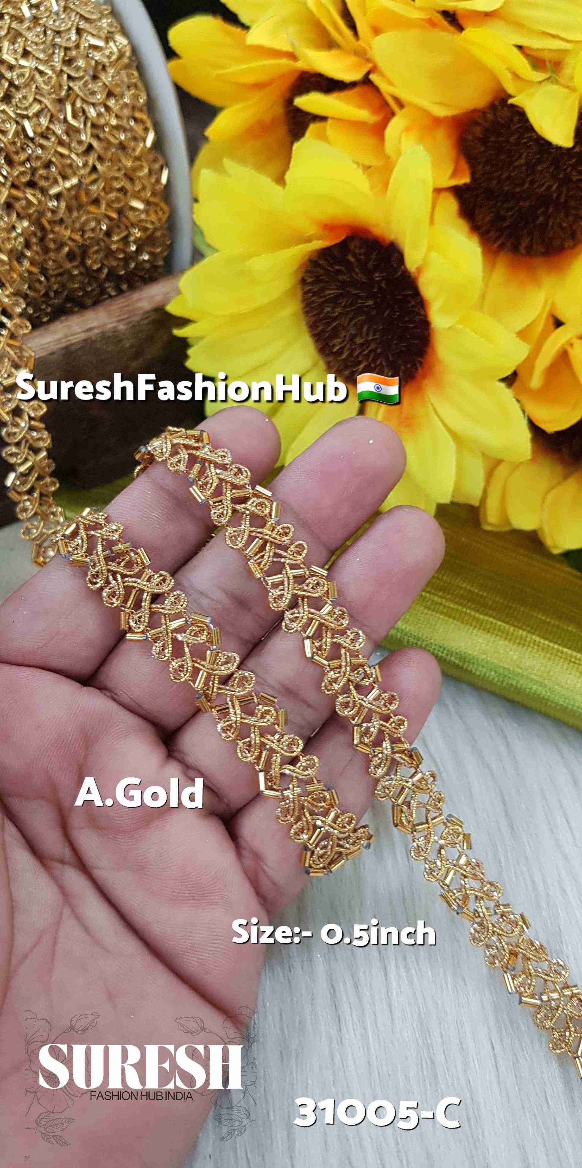 Antique Gold Elegance Cutdana Lace