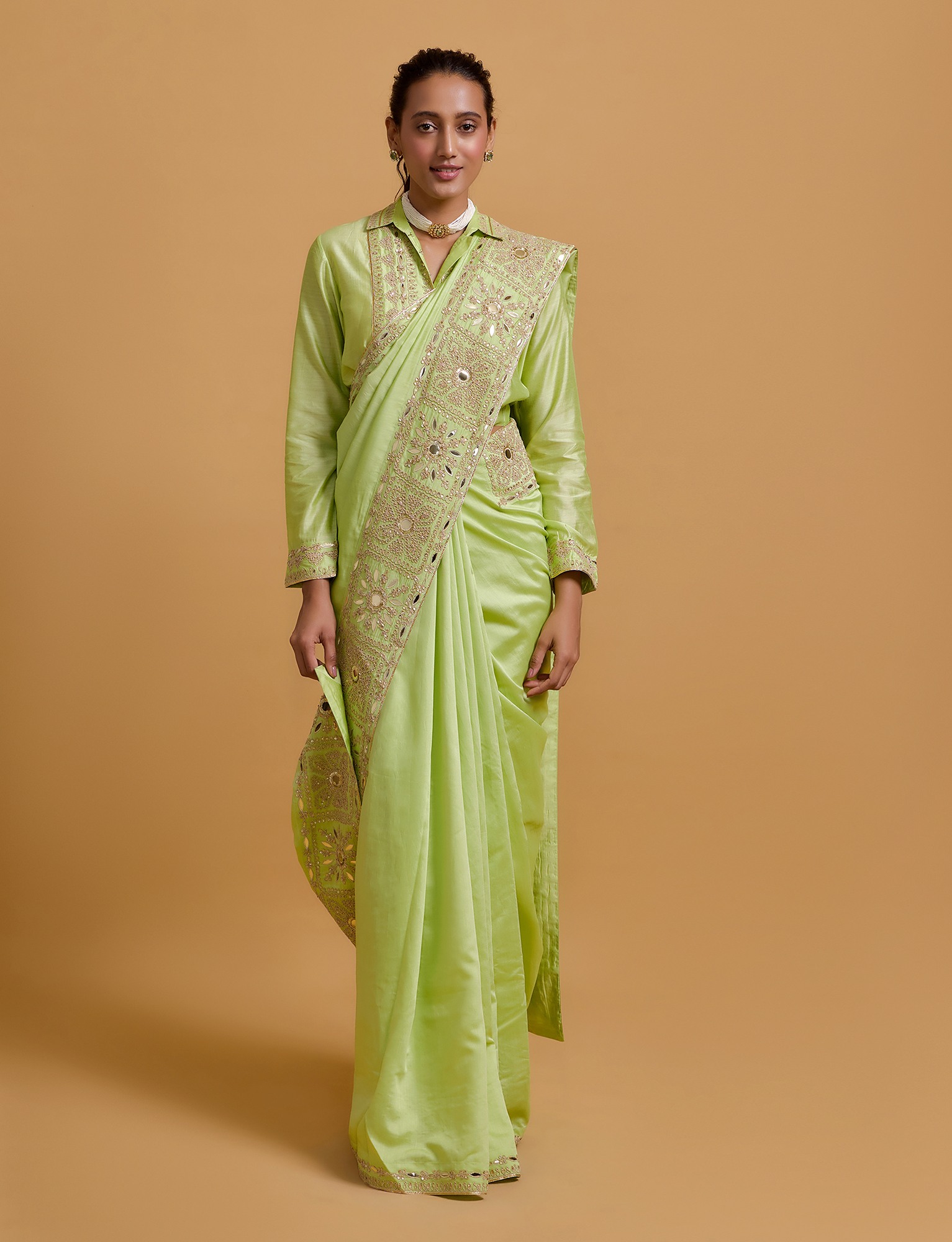Zeenat Pista Saree