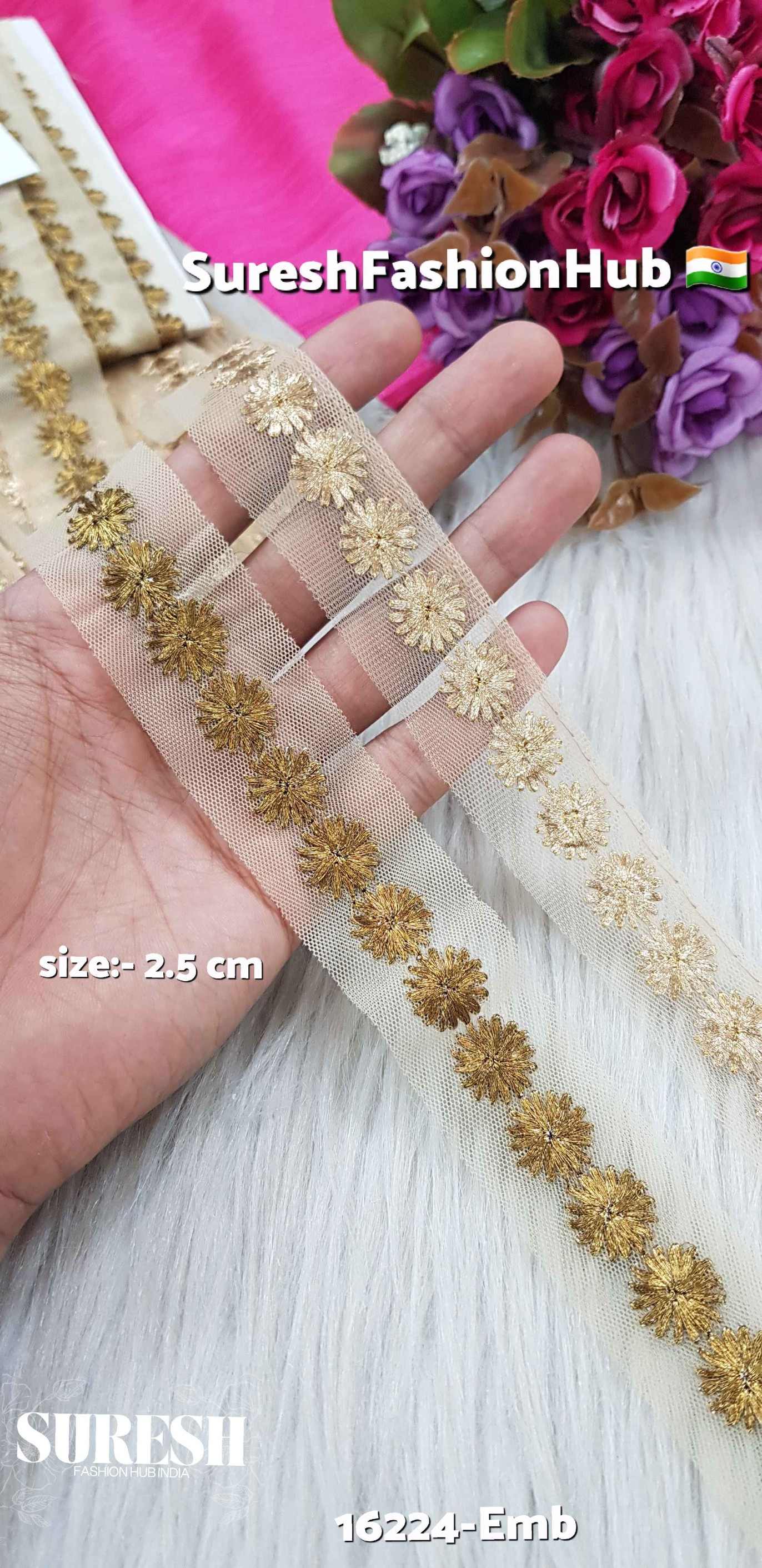 Pearl Rose Bloom Zari Net Lace