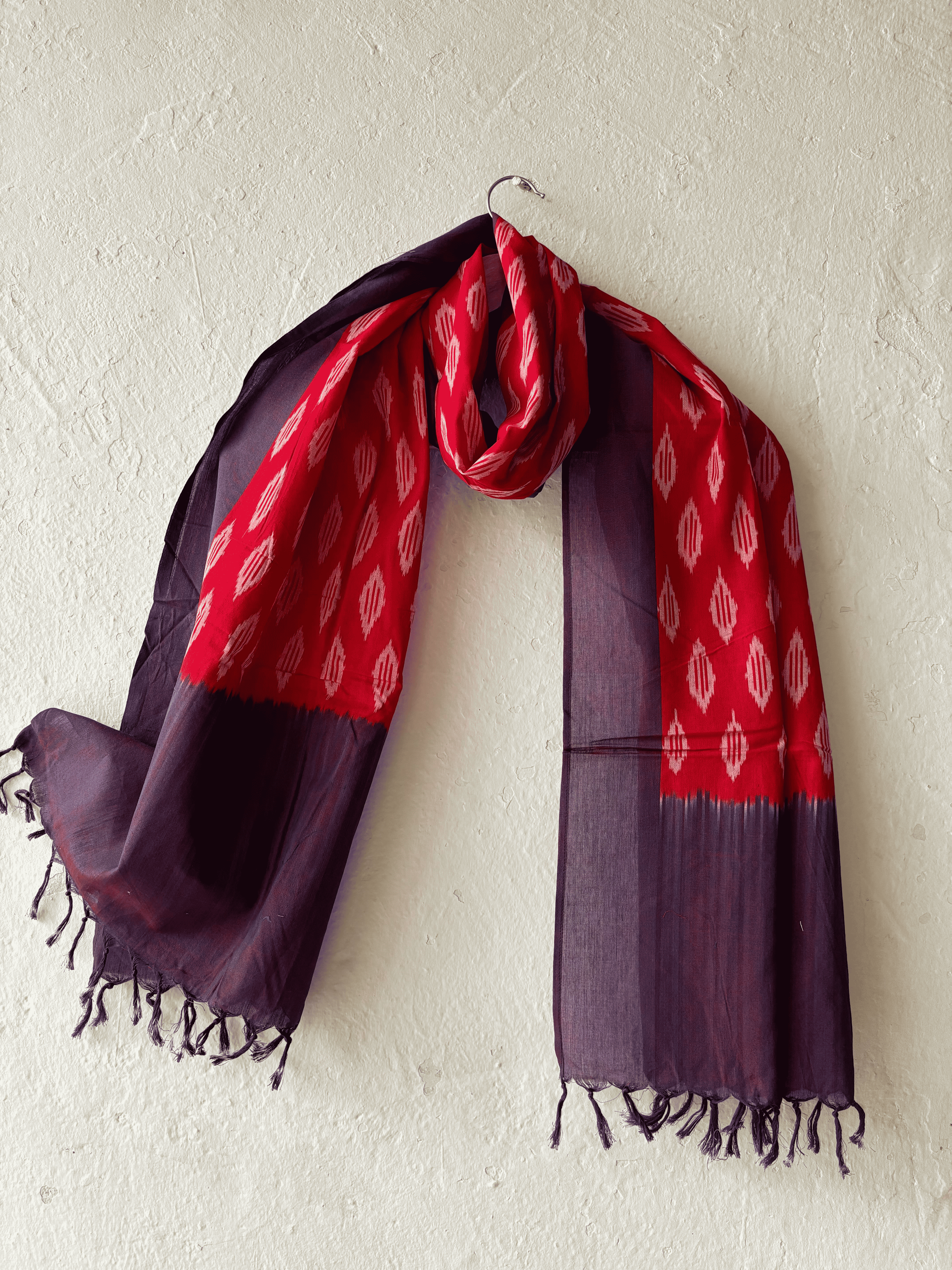 Cotton Red Ikat Stole