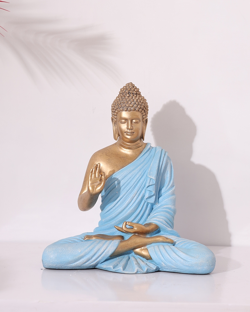 Order Happiness | Order Happiness Gold & SkyBlue Polyresin Buddha Sculpture 3