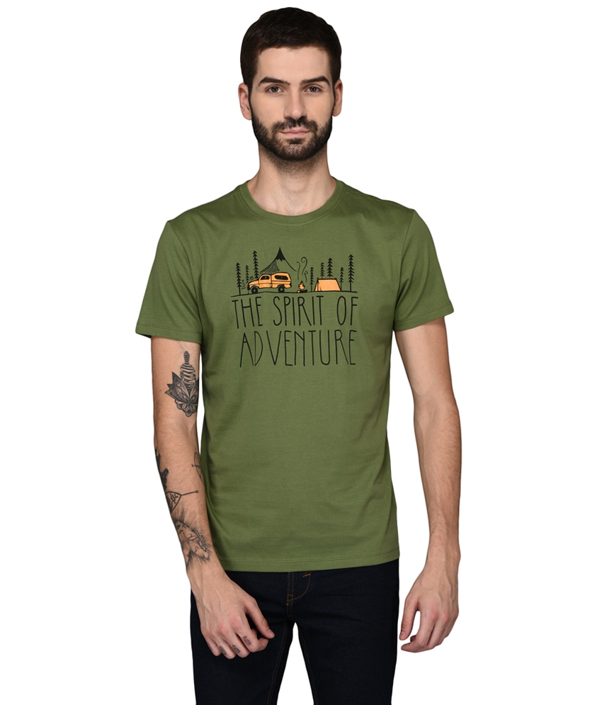 JadeBlue | JBT-GT-1B FRESH PINE Men's Green Cotton Printed T-Shirts 0