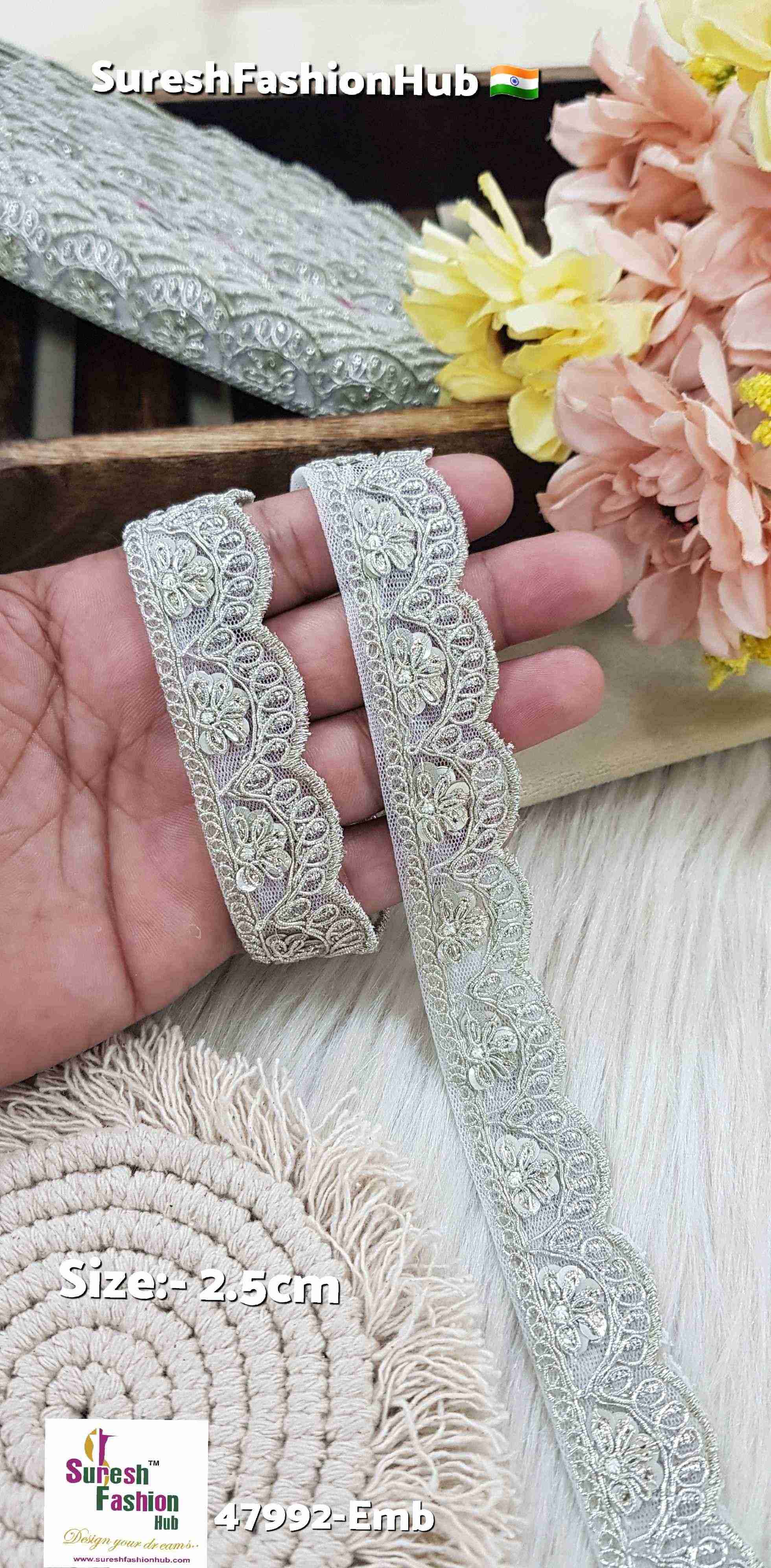 Water Gold Scalloped Floral Net Embroidery Lace