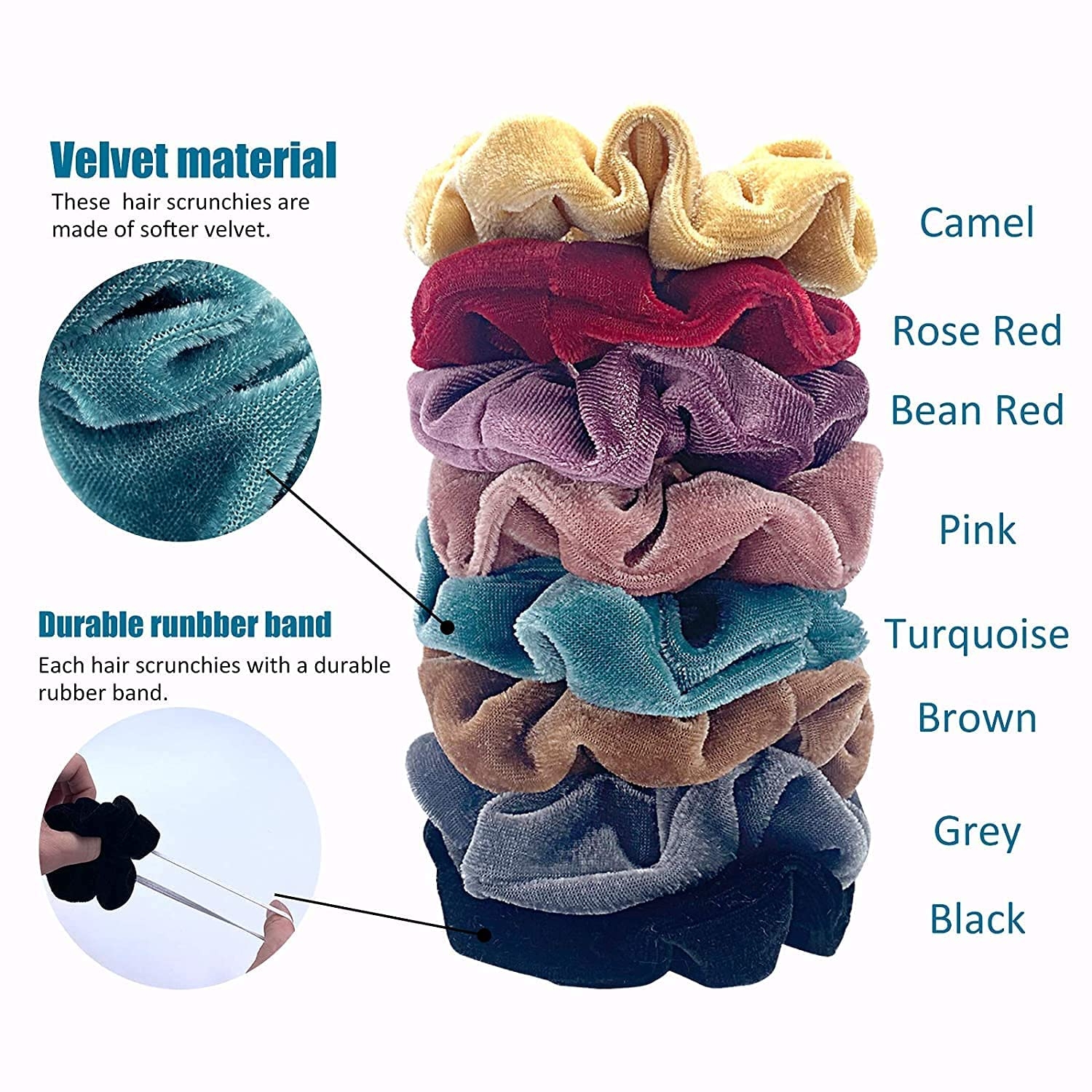 LACE IT™ | LACEIT Women Velvet Elastic Rubber Band Scrunchies For Women-Pack of 12(Multi color) 2