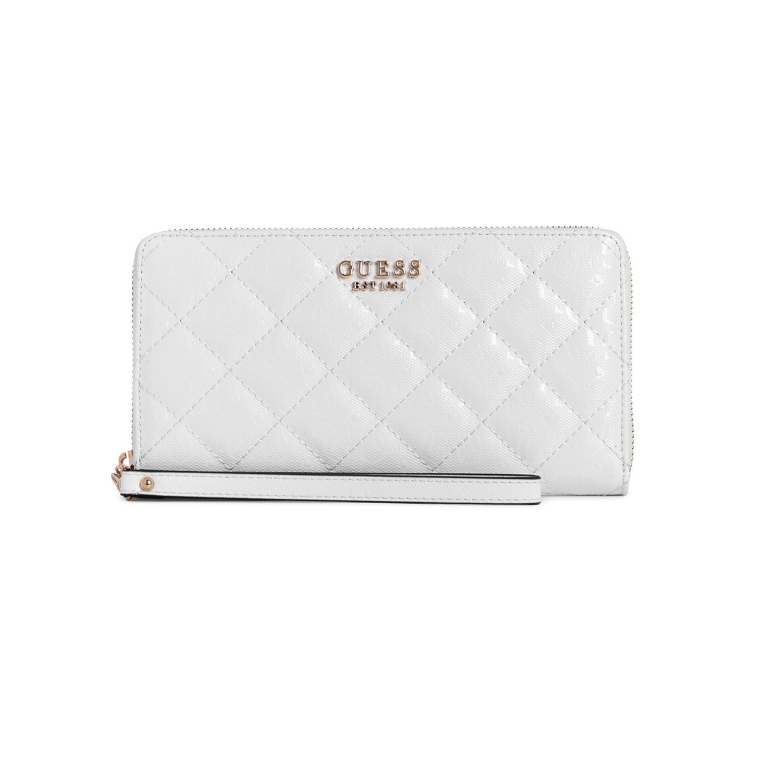 White Textured Laurel Cheque Organizer Wallet