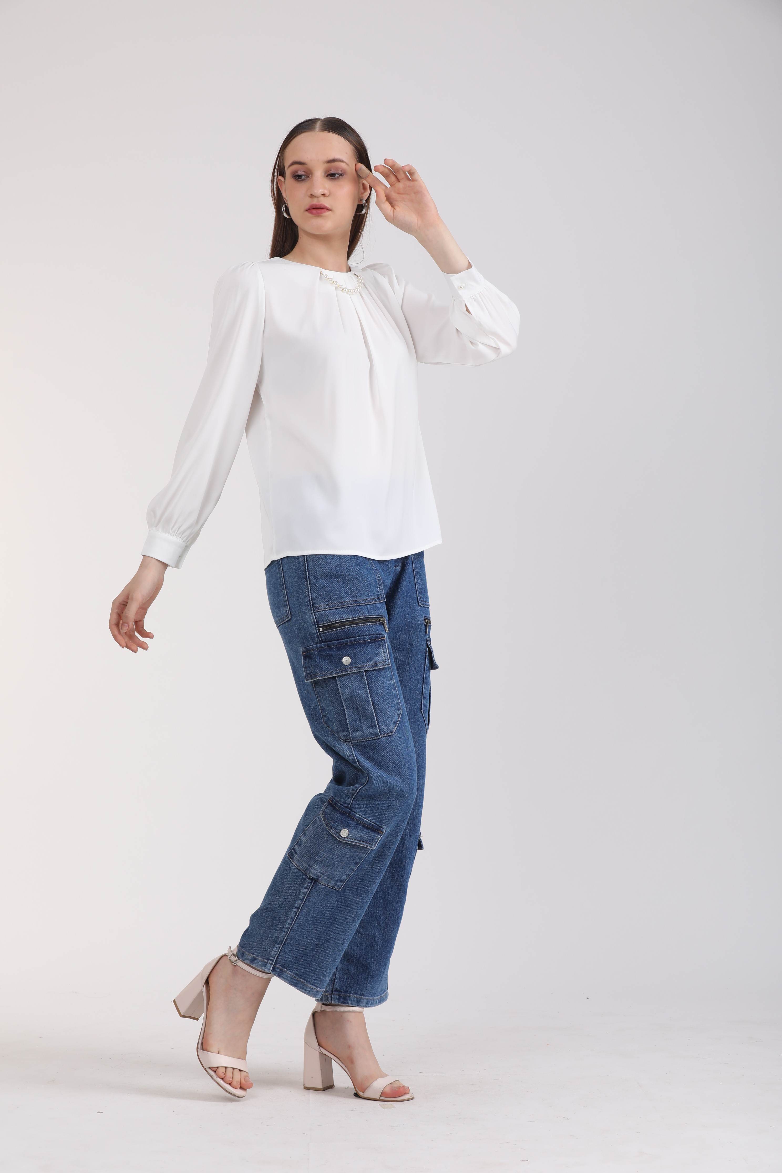 Albion Women White Blouson Top