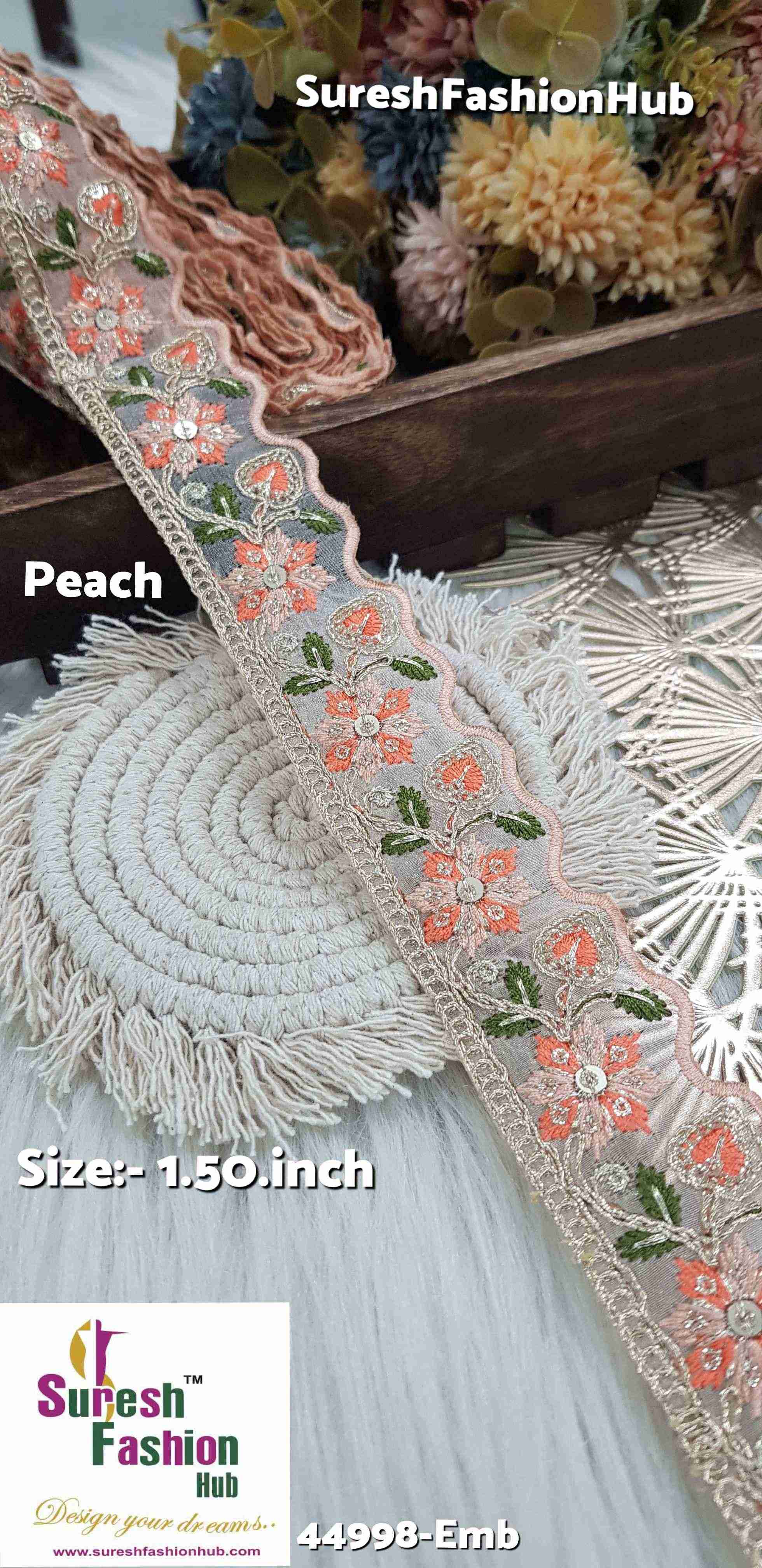 Peach Ballet Blush Embroidery Border