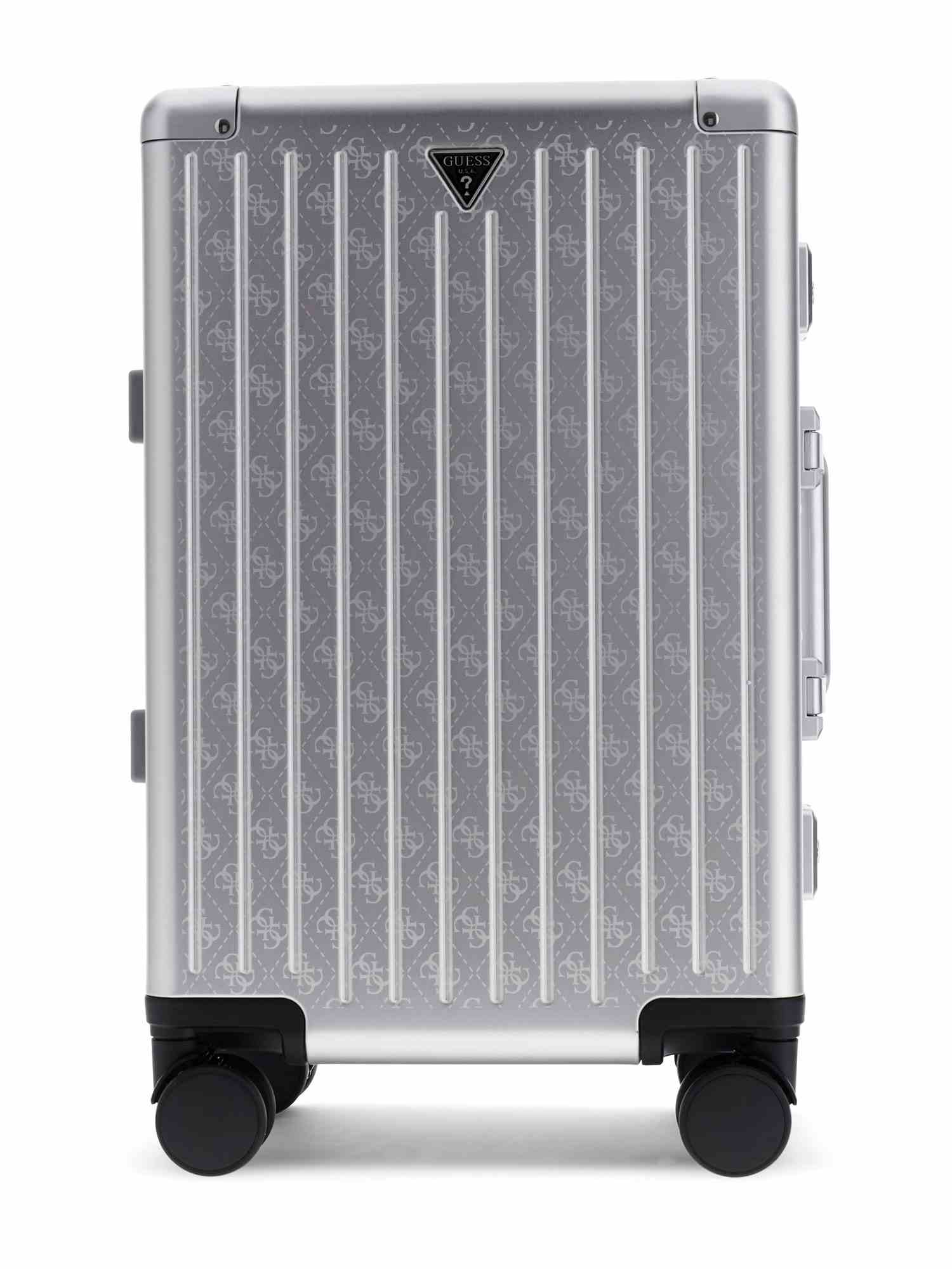 Guess Silver Aluminum Logo Women Trolley Bag