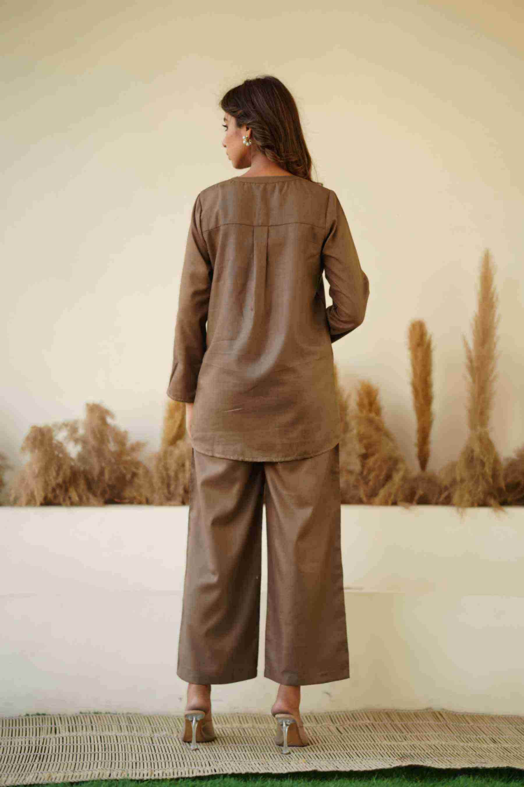 COTTON BLEND EMBRODIERED CO-ORD SET
