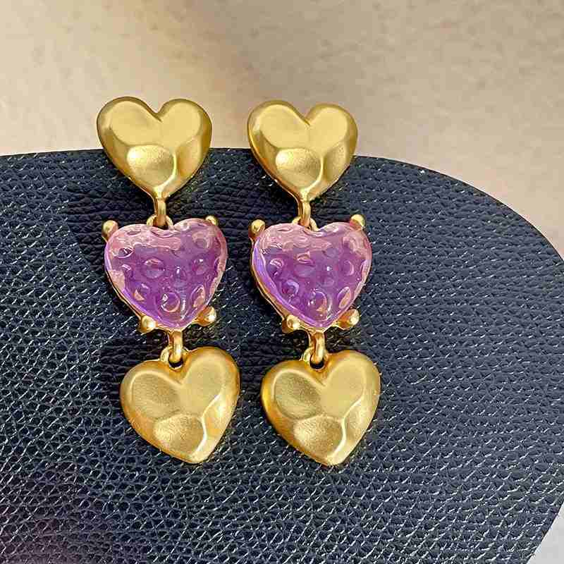 TRIPLE HEART HANGINGS PURPLE