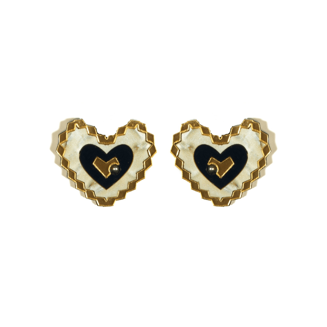 Geomatric Heart Studs